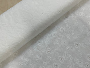 Climbing Flowers Cotton Broderie Anglaise Fabric