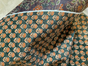 Brown and Khaki Velour Reversible Quilted Fabric
