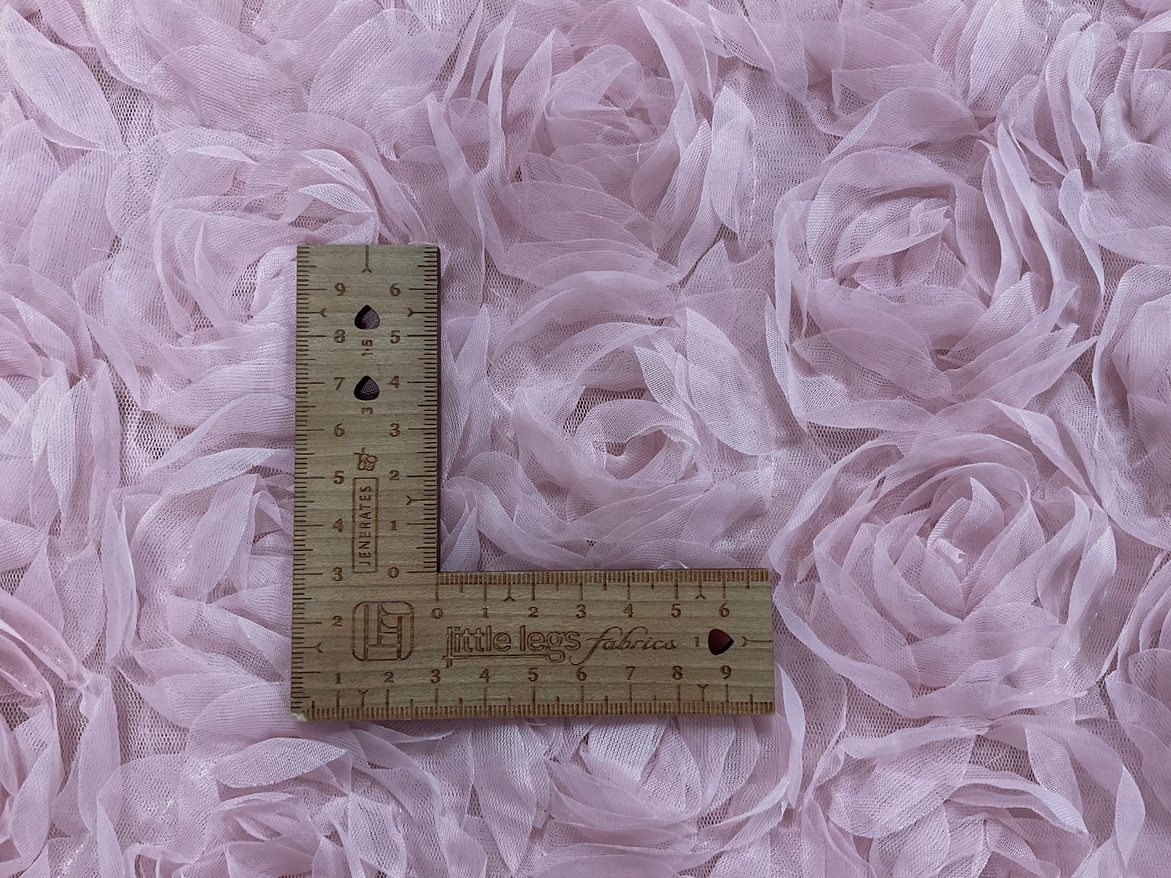 Old Pink 3D Roses Stretch Tulle