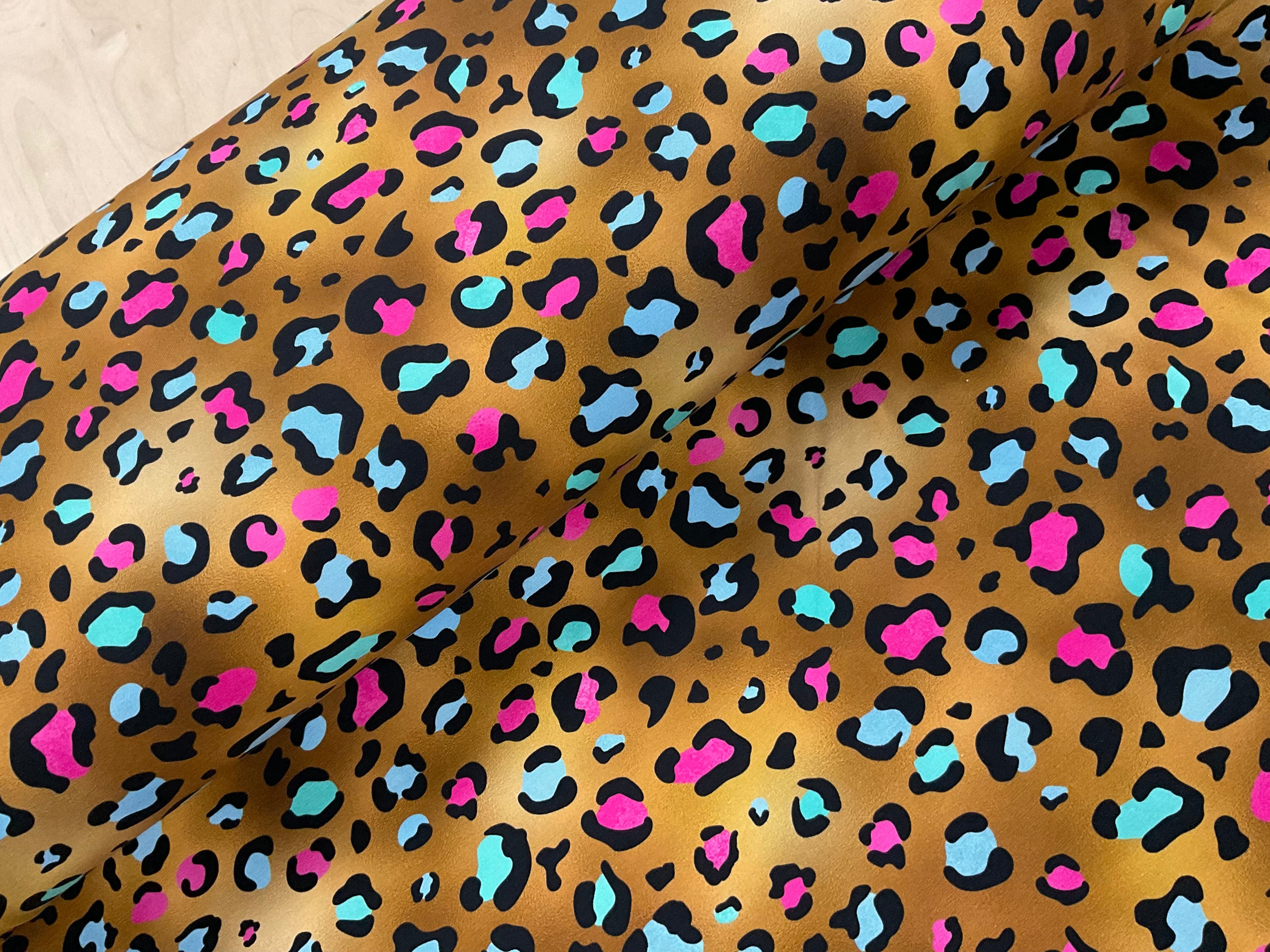 Golden Leopard Print Cotton Jersey