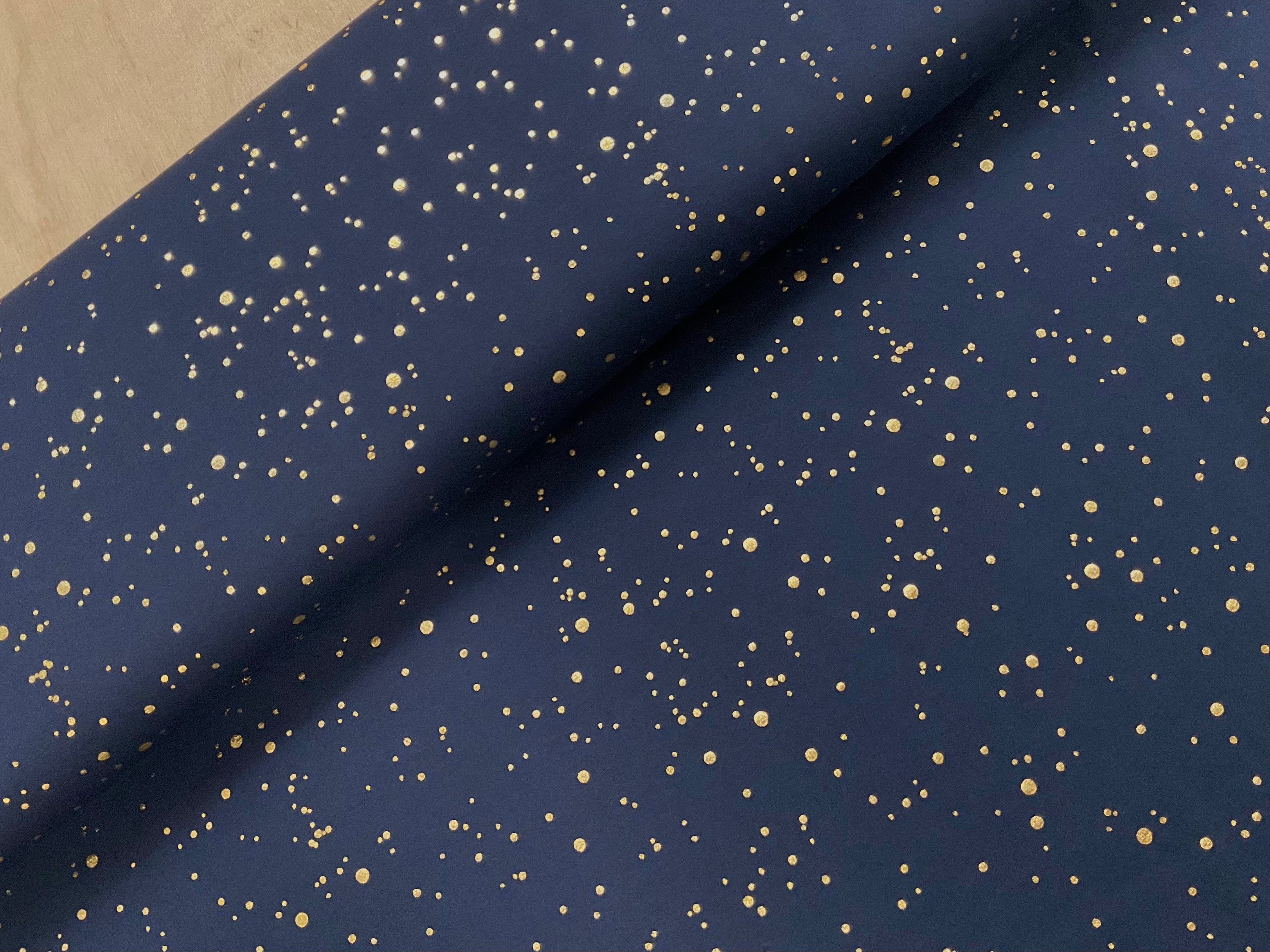 Gold Foil Spot on Navy Cotton Jersey