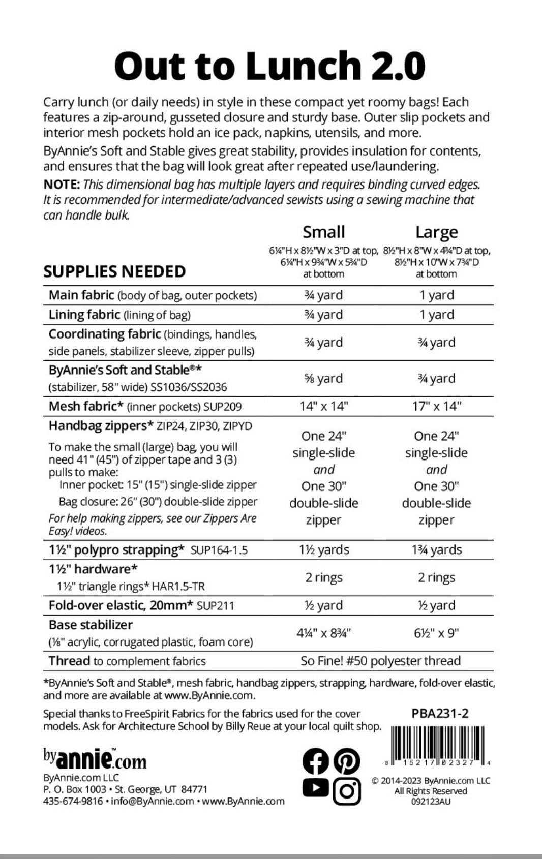 Patterns by Annie Out to Lunch 2.0 Sewing Pattern