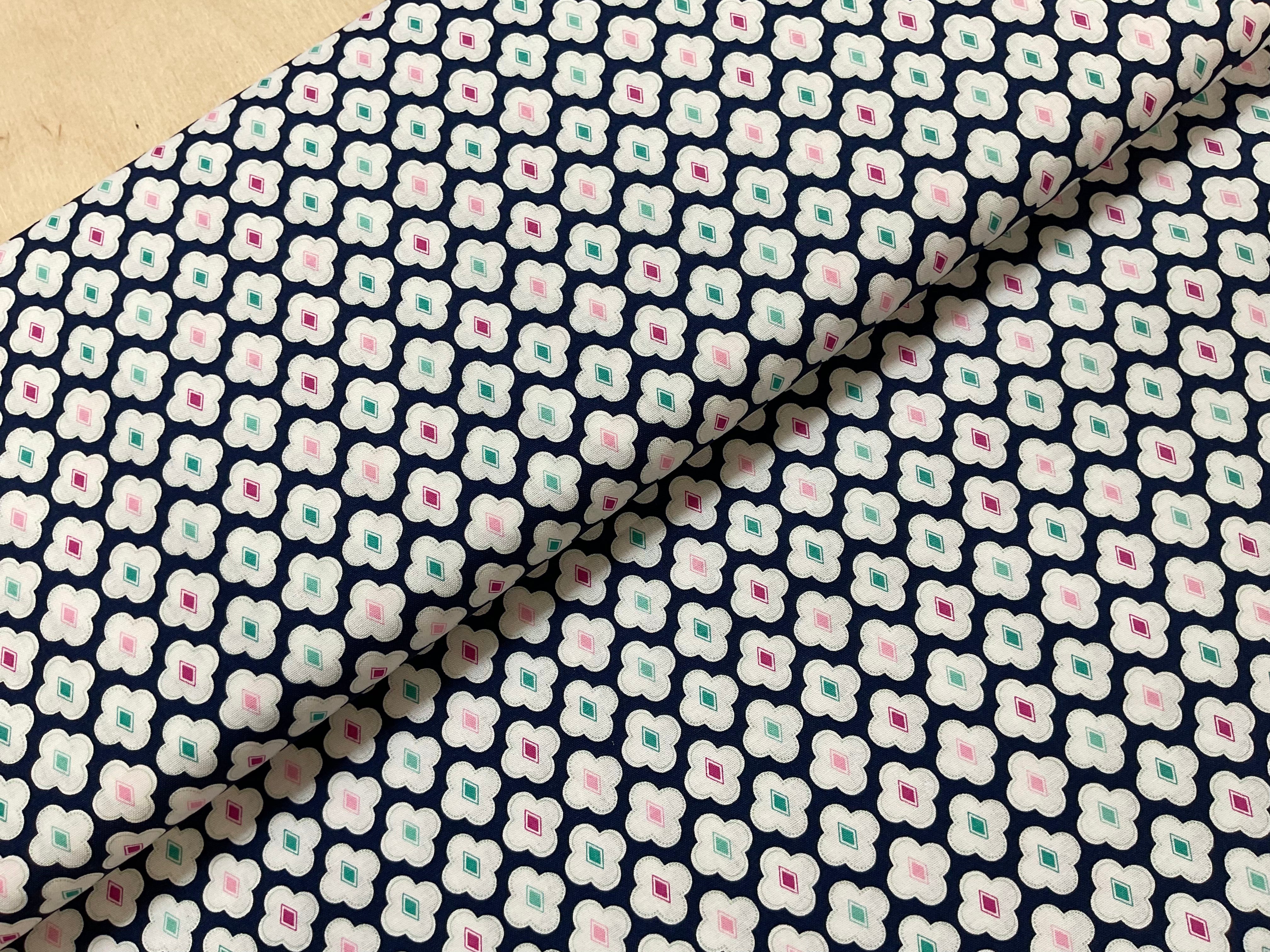 Enchanted Clover on Navy Cotton