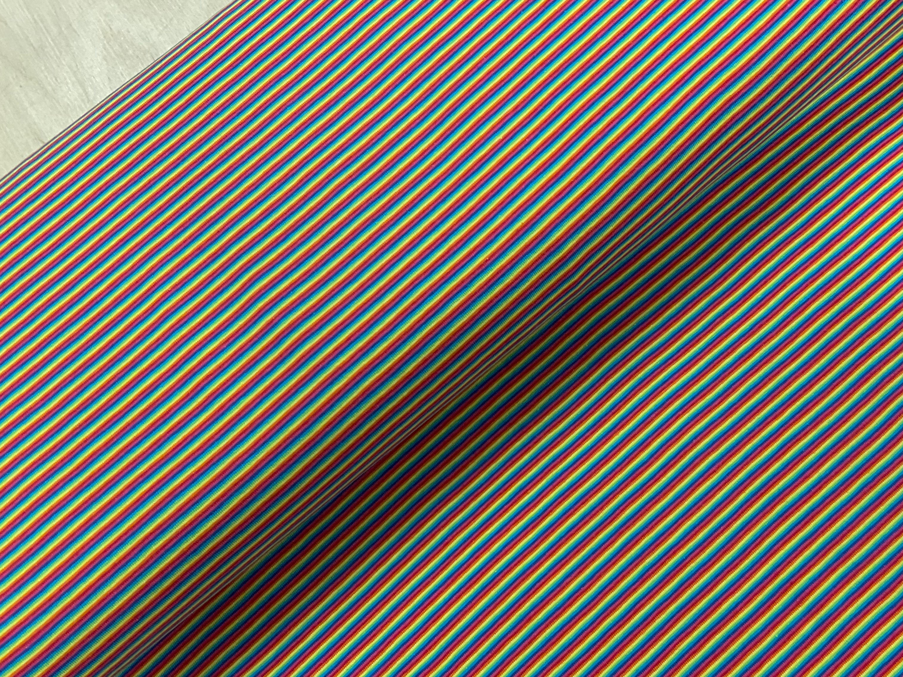 1mm Rainbow Stripes Cotton Jersey Fabric