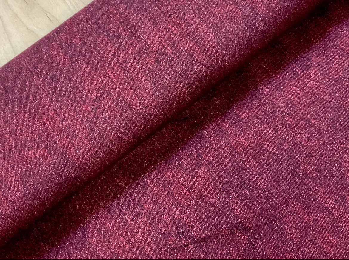 BOLT END - 2.4m  X 1.5m Deep Red Jeans Effect French Terry