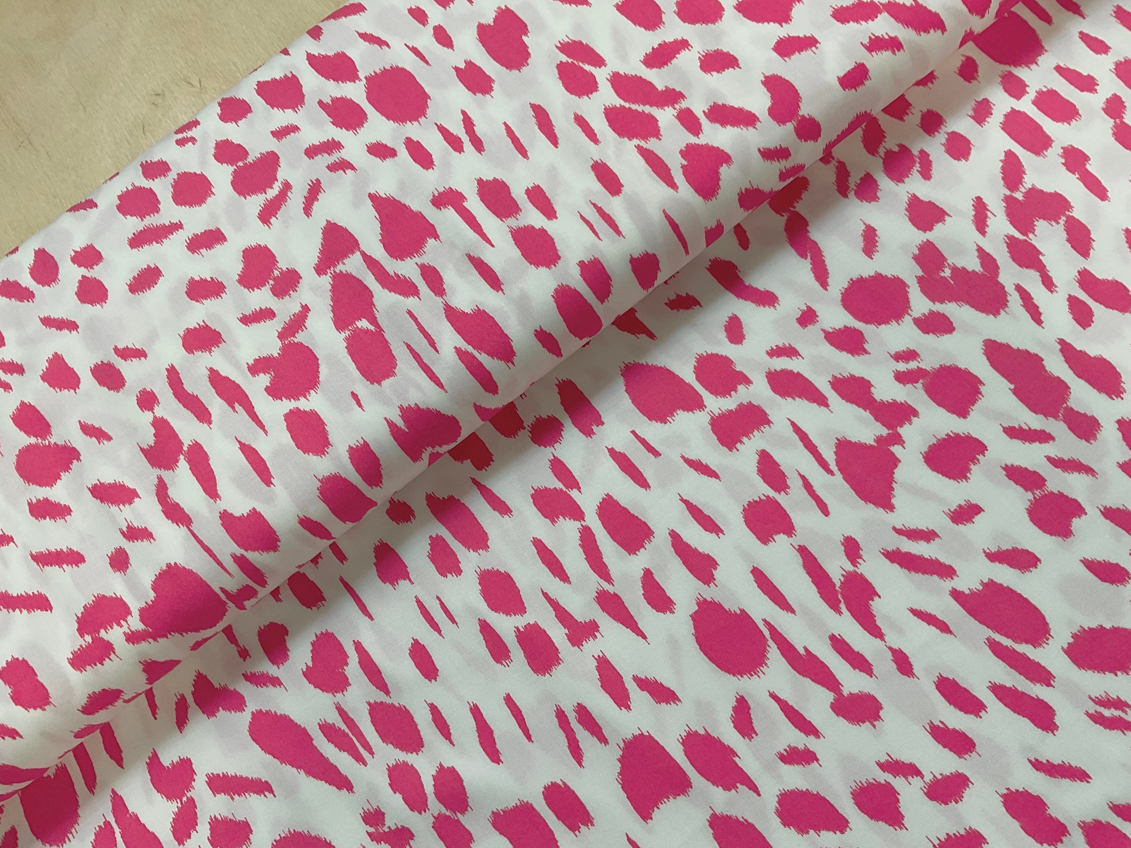 Pink and White Animal Print Viscose