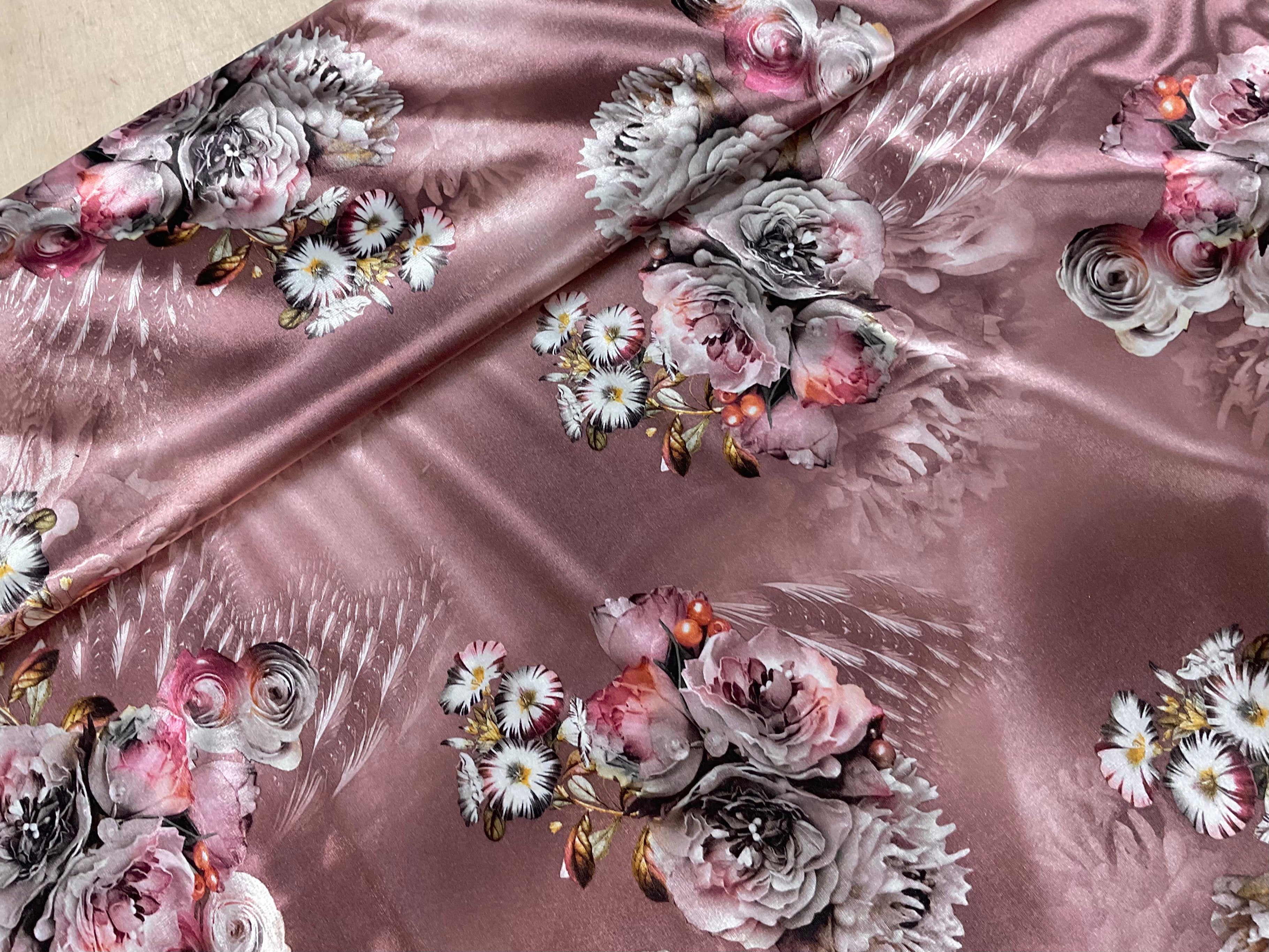 STOCKROOM CLEARANCE -  Pink Printed Floral Stretch Velvet