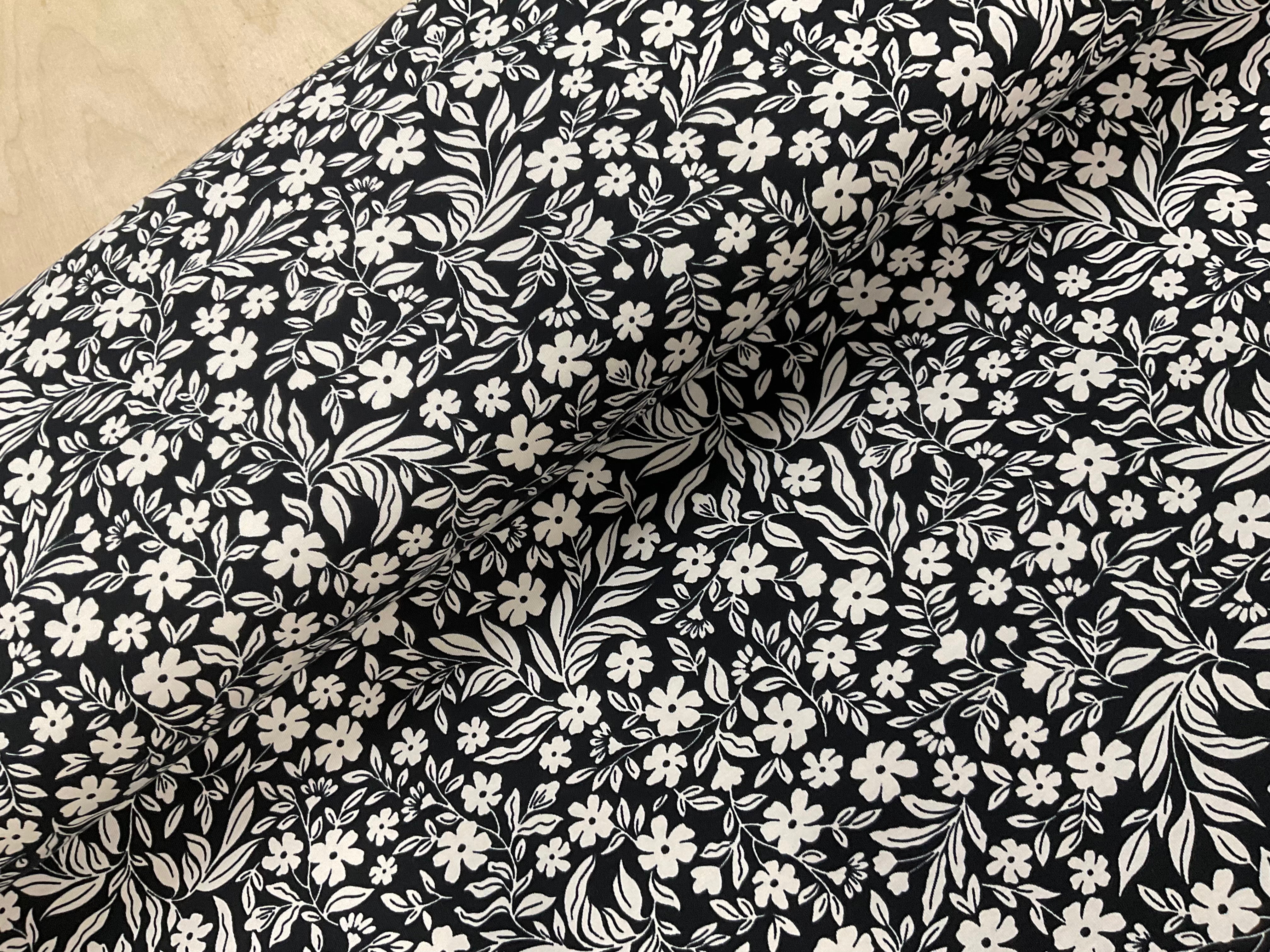 Monochrome Garden Cotton Jersey Fabric