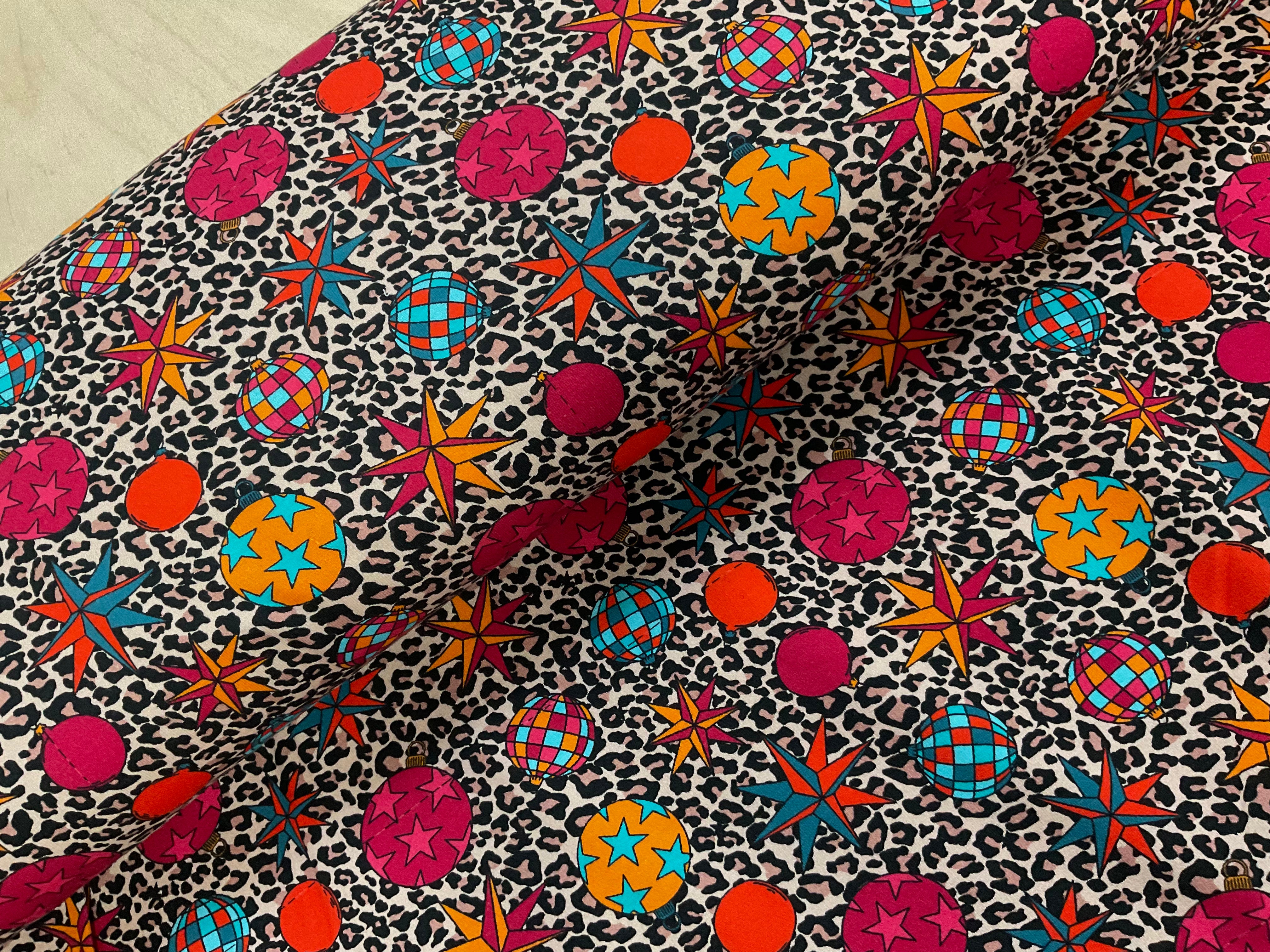 FLAWED - Bright Baubles on Leopard Brushed French Terry