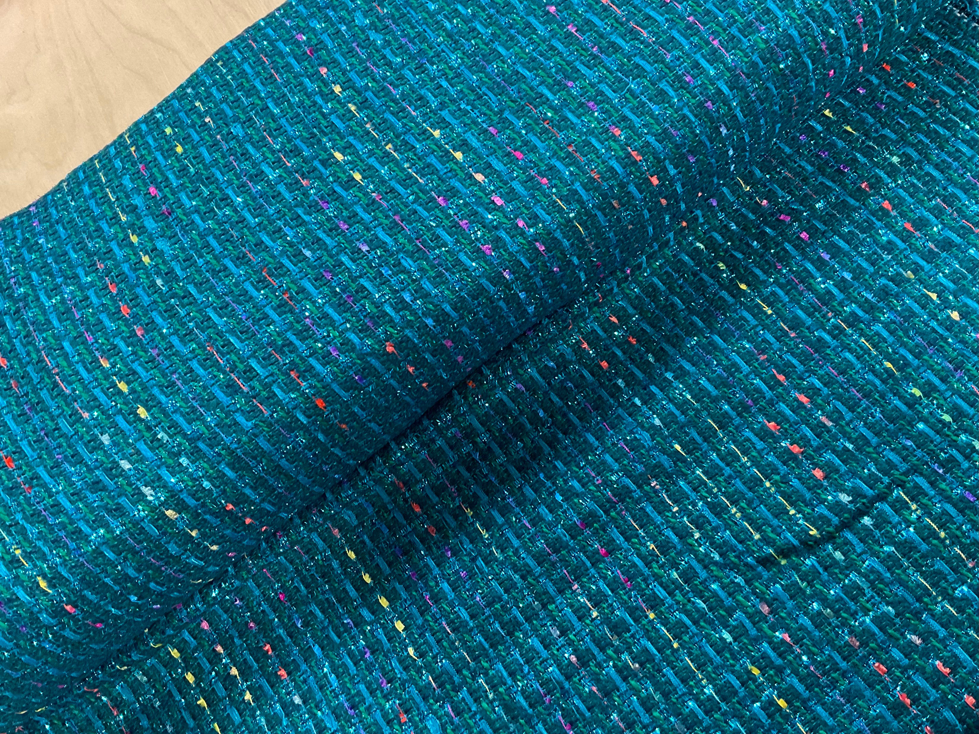 Petrol Glitter Tweed Style Coating