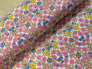Retro Pink Floral Crinkle Viscose
