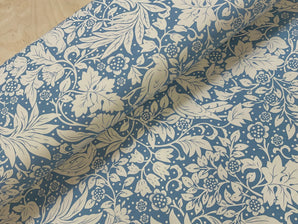 Bird and Floral Blue Cotton Canvas