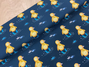 Ducks in Blue Wellies French Terry