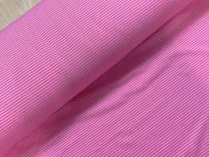 Pink and White Stripe Cotton Jersey Rib Knit