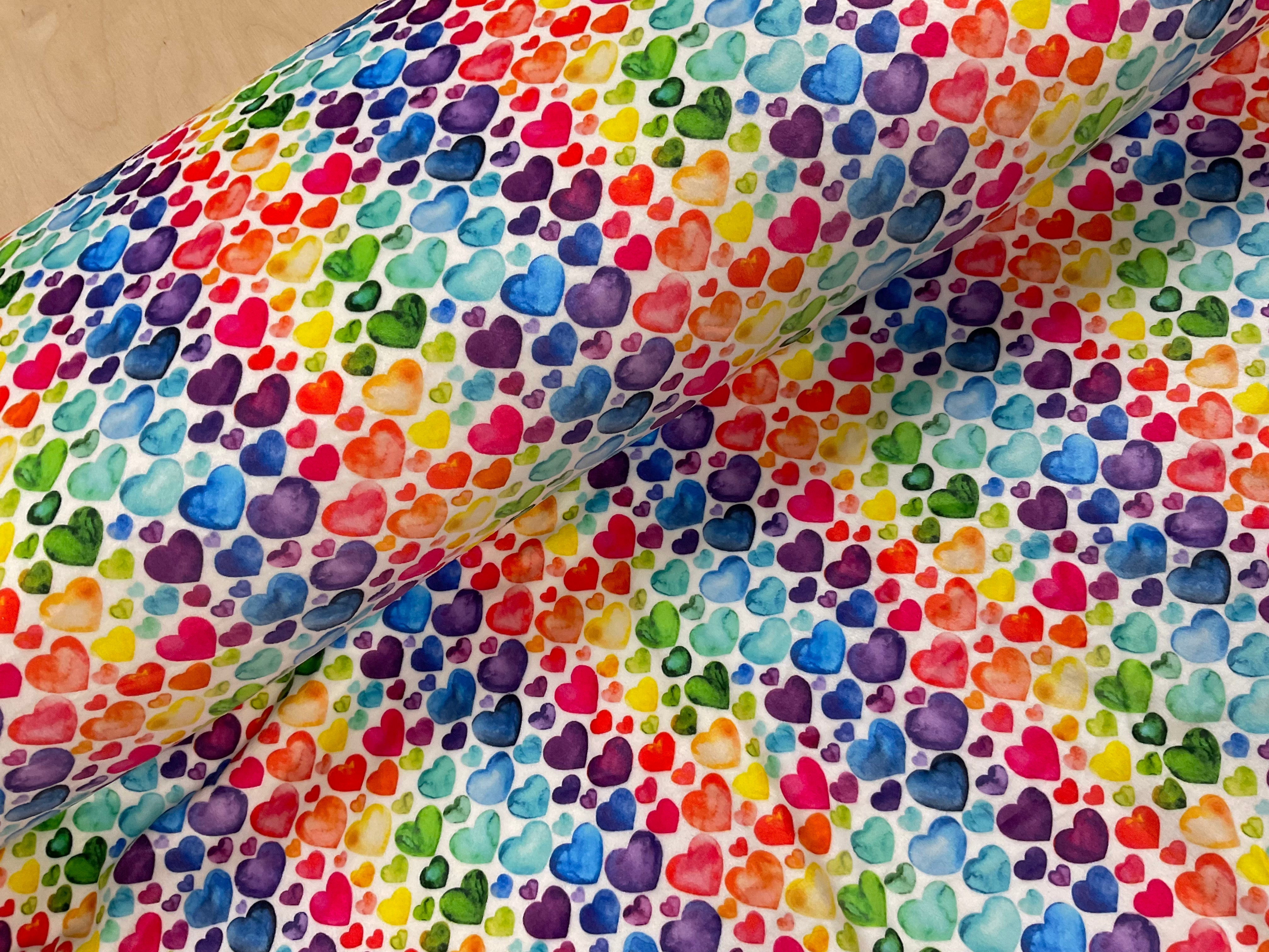 Rainbow Hearts Squish Fleece