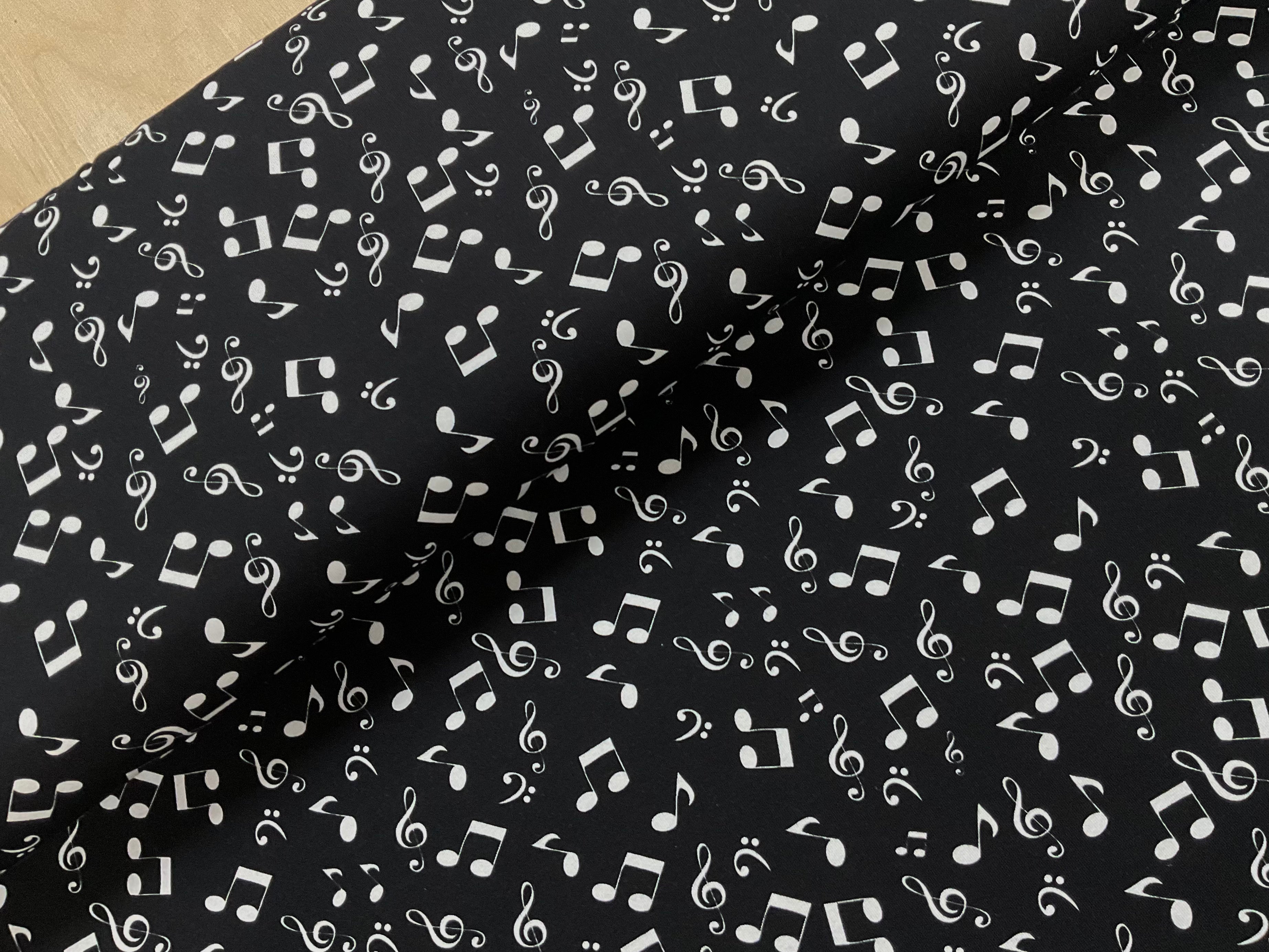 Monochrome Music Cotton Jersey Fabric
