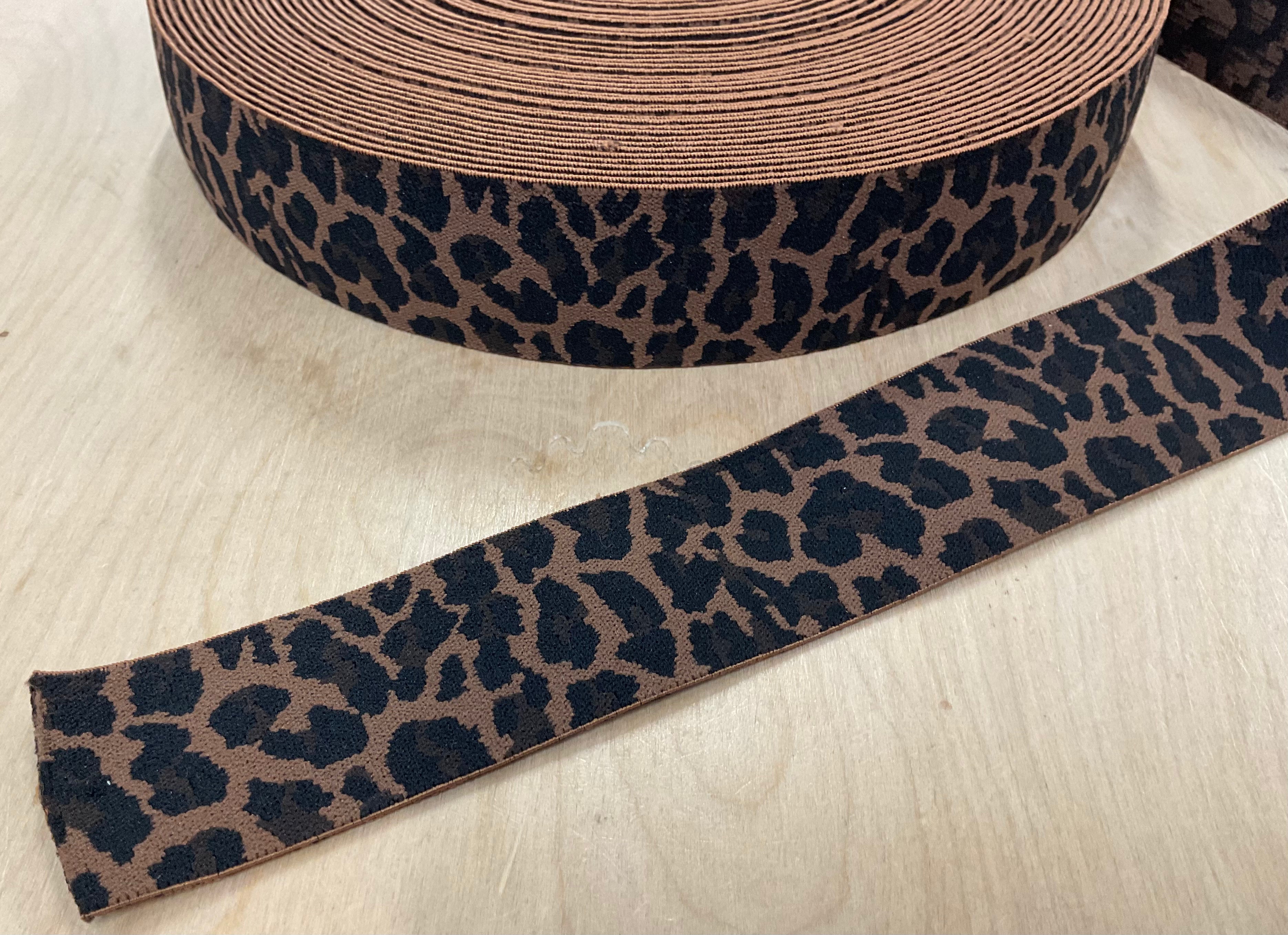 40mm Leopard print elastic -  various colours