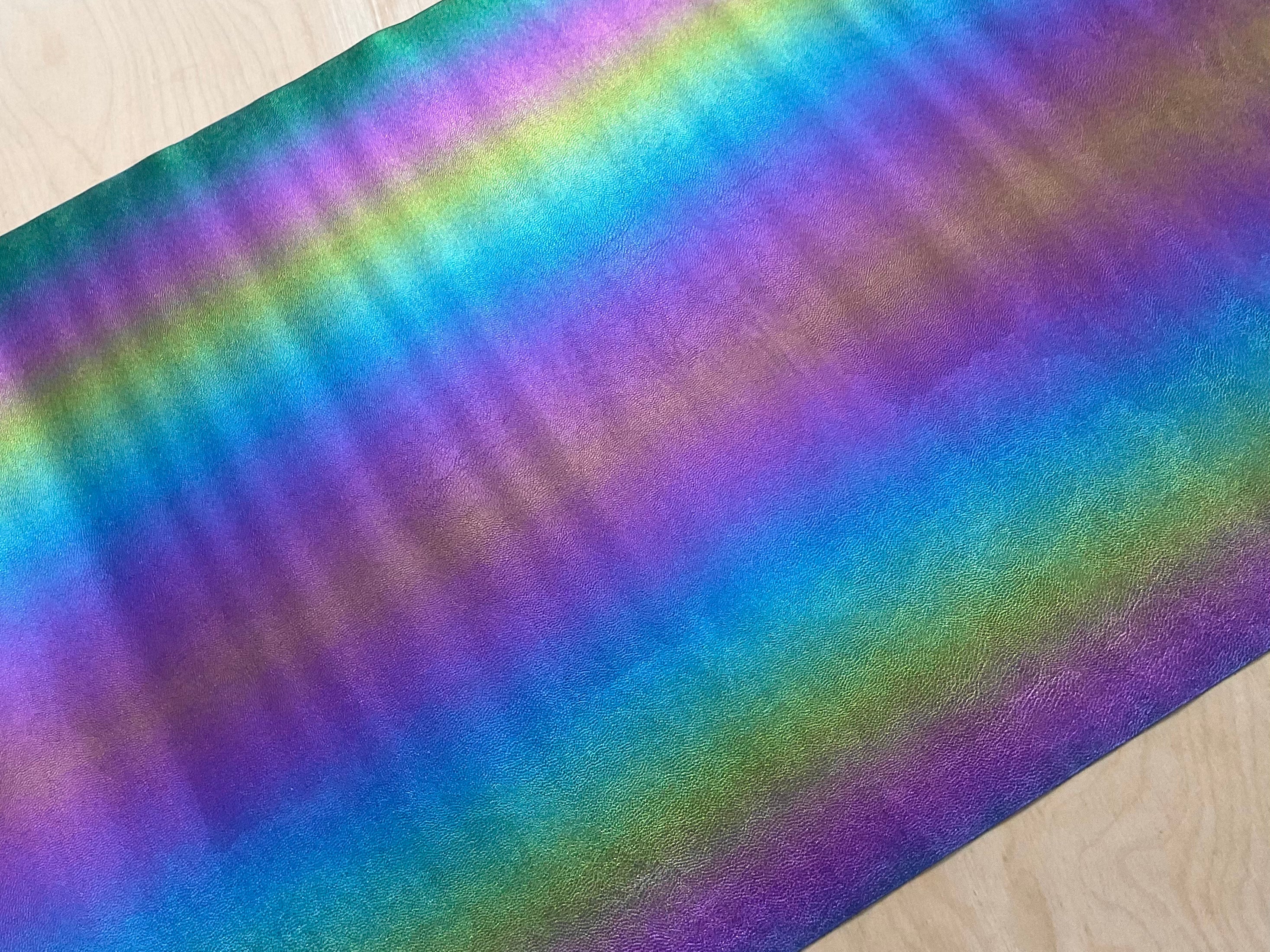 Petrol Rainbow Iridescent Faux Soft Texture Leather Vinyl