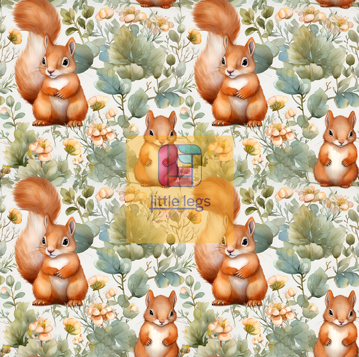 PRE ORDER Squirrel in leaves Cotton Jersey- DUE IN STOCK MID DECEMBER