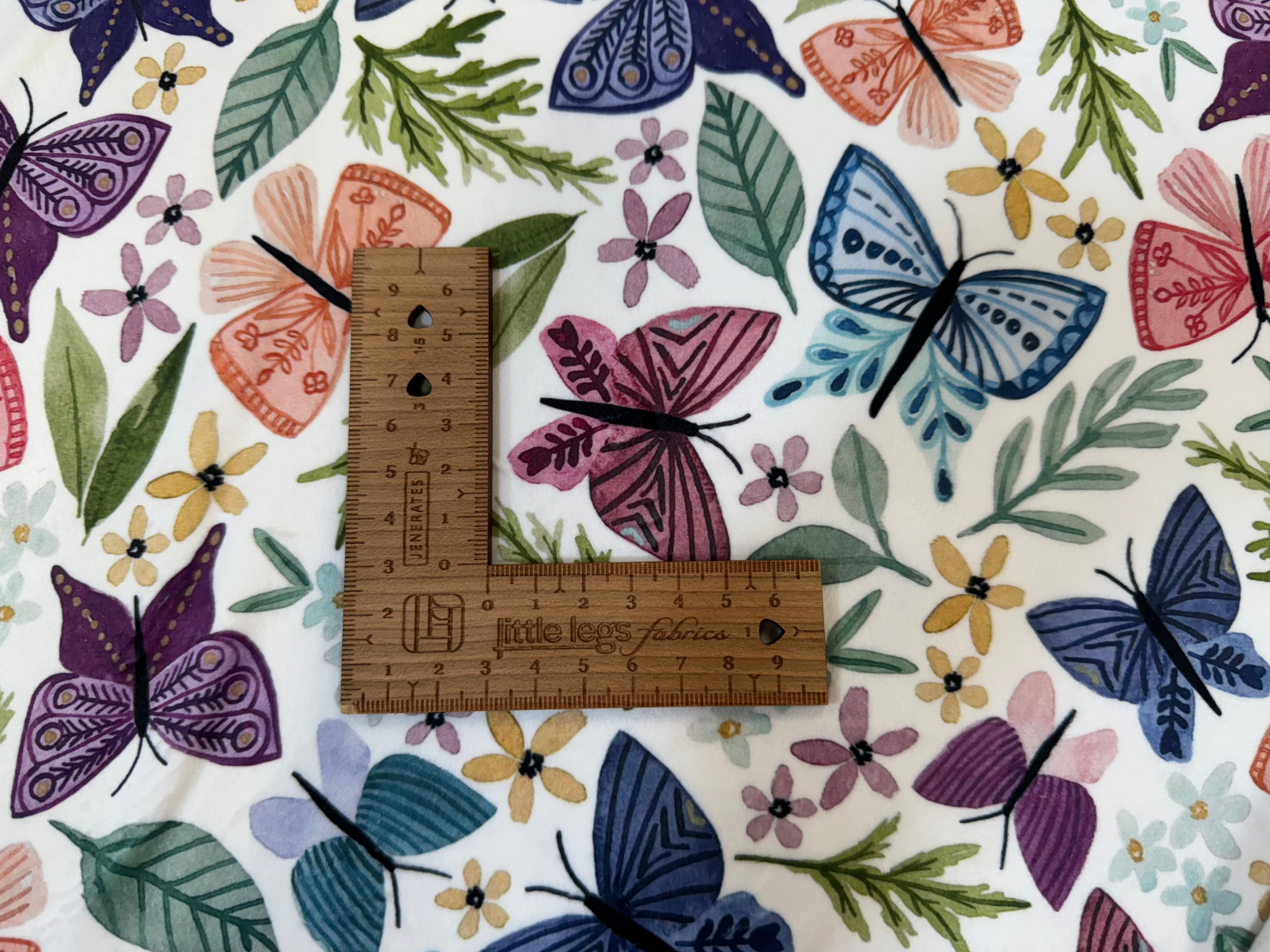 Butterflies on White Squish Fleece