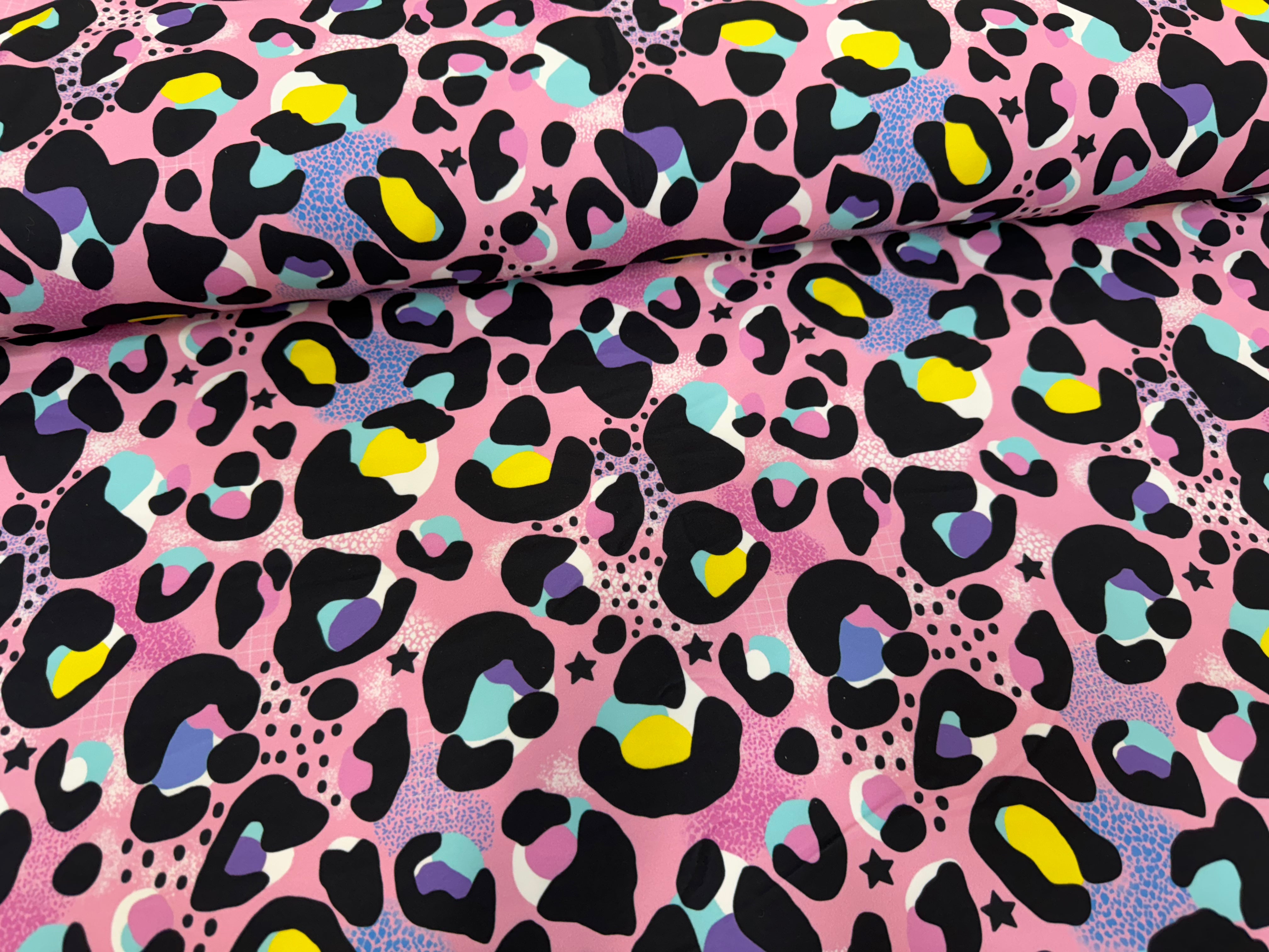 Pink Carnival Leopard Brushed Athletic Fabric