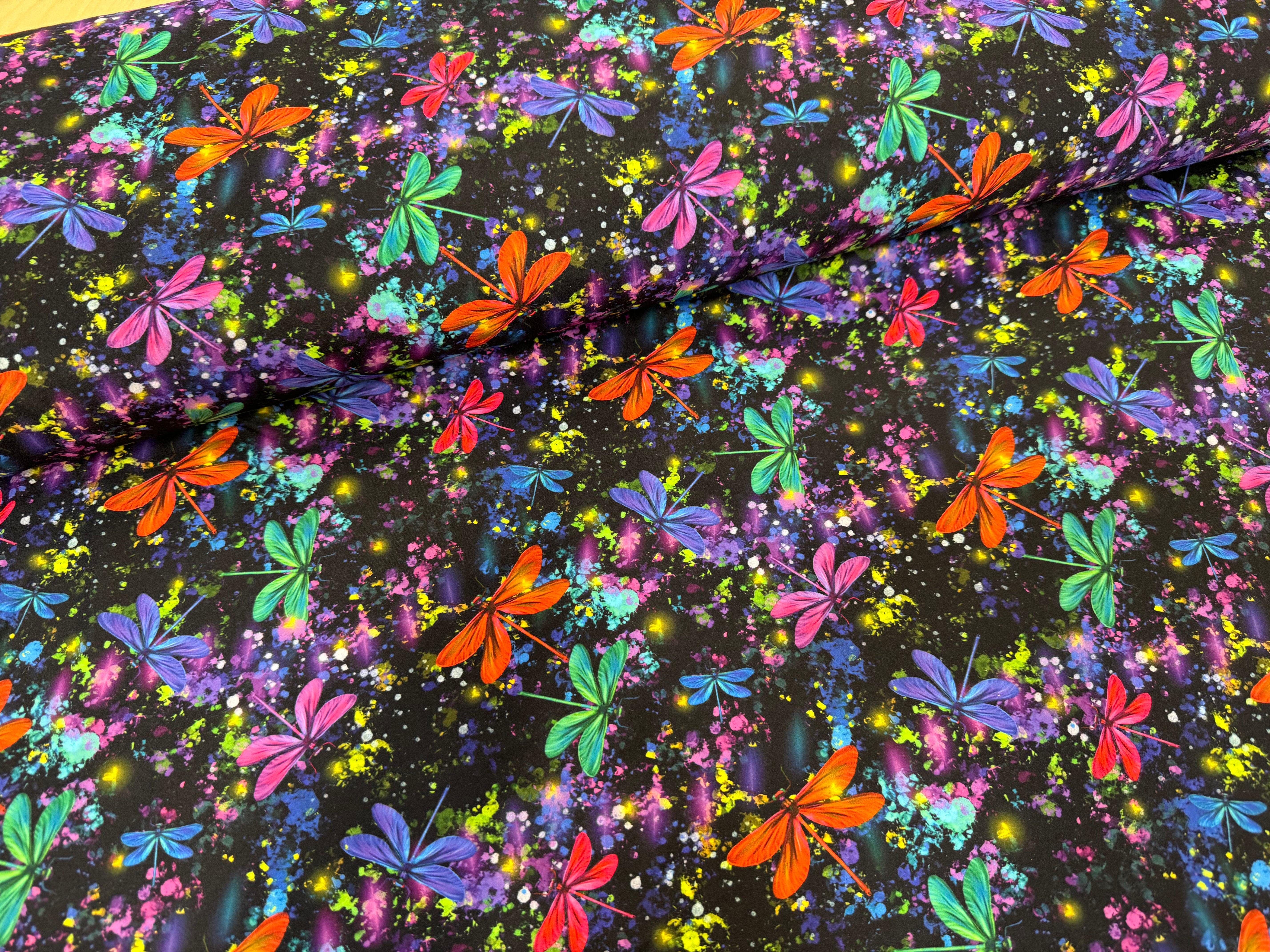 Colourful Dragonflies Brushed Athletic Fabric