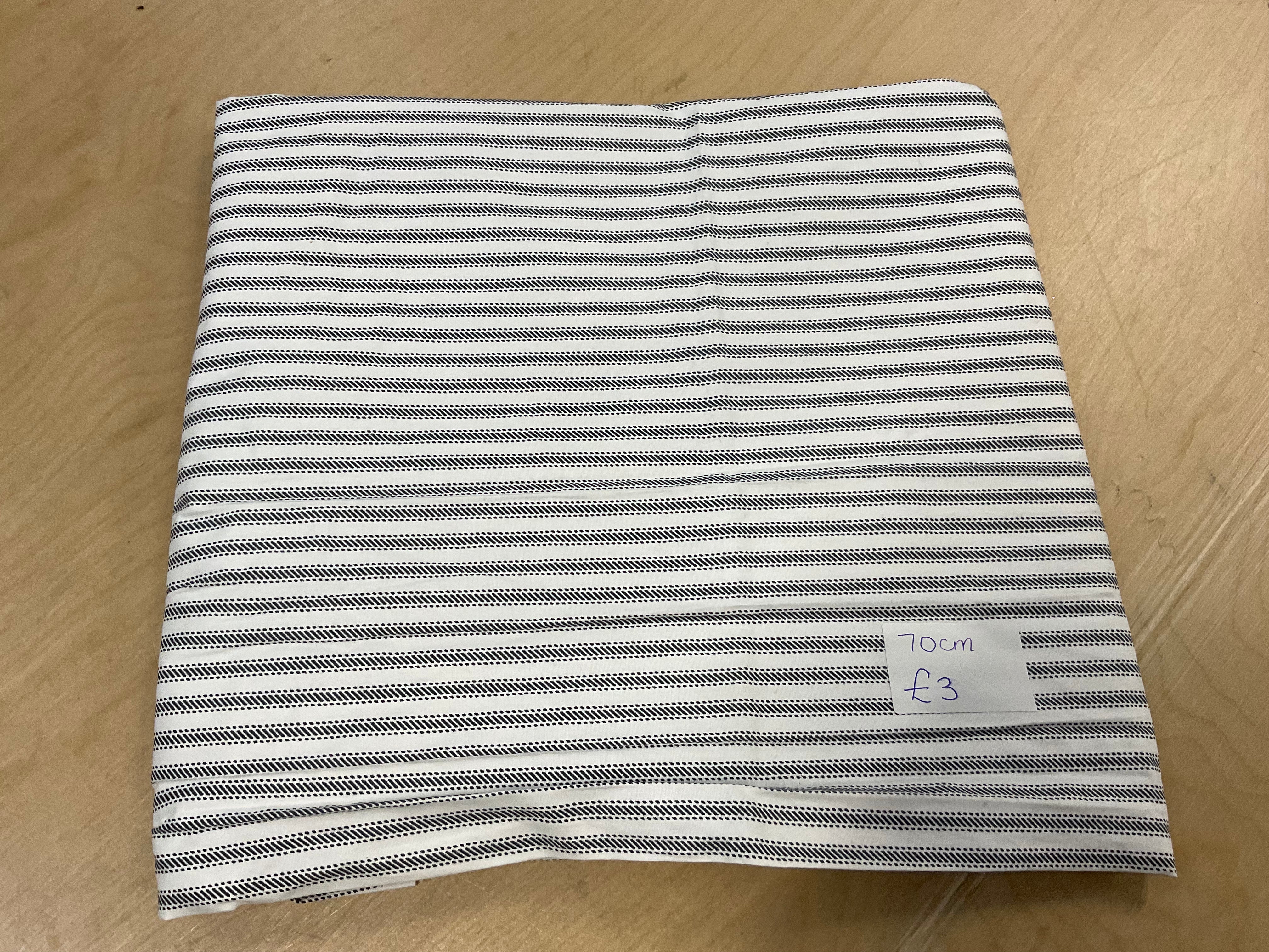 REMNANT  - 70cm ticking stripe cotton