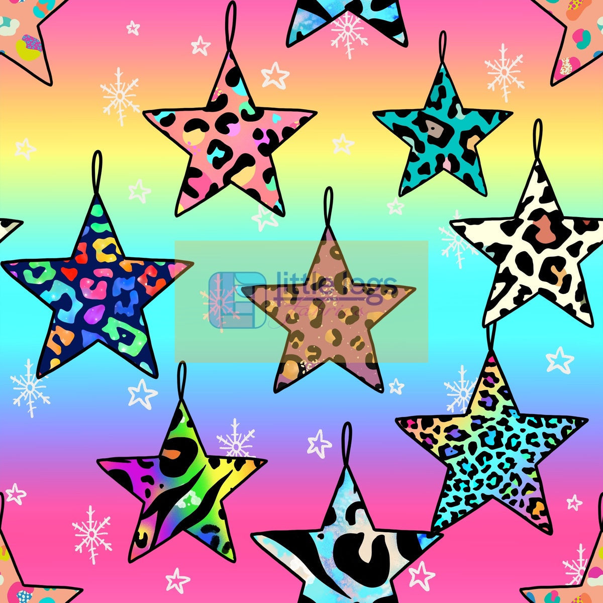 PRE ORDER Rainbow Animal Print Stars Cotton Jersey - DUE IN STOCK END OF SEPTEMBER 2024