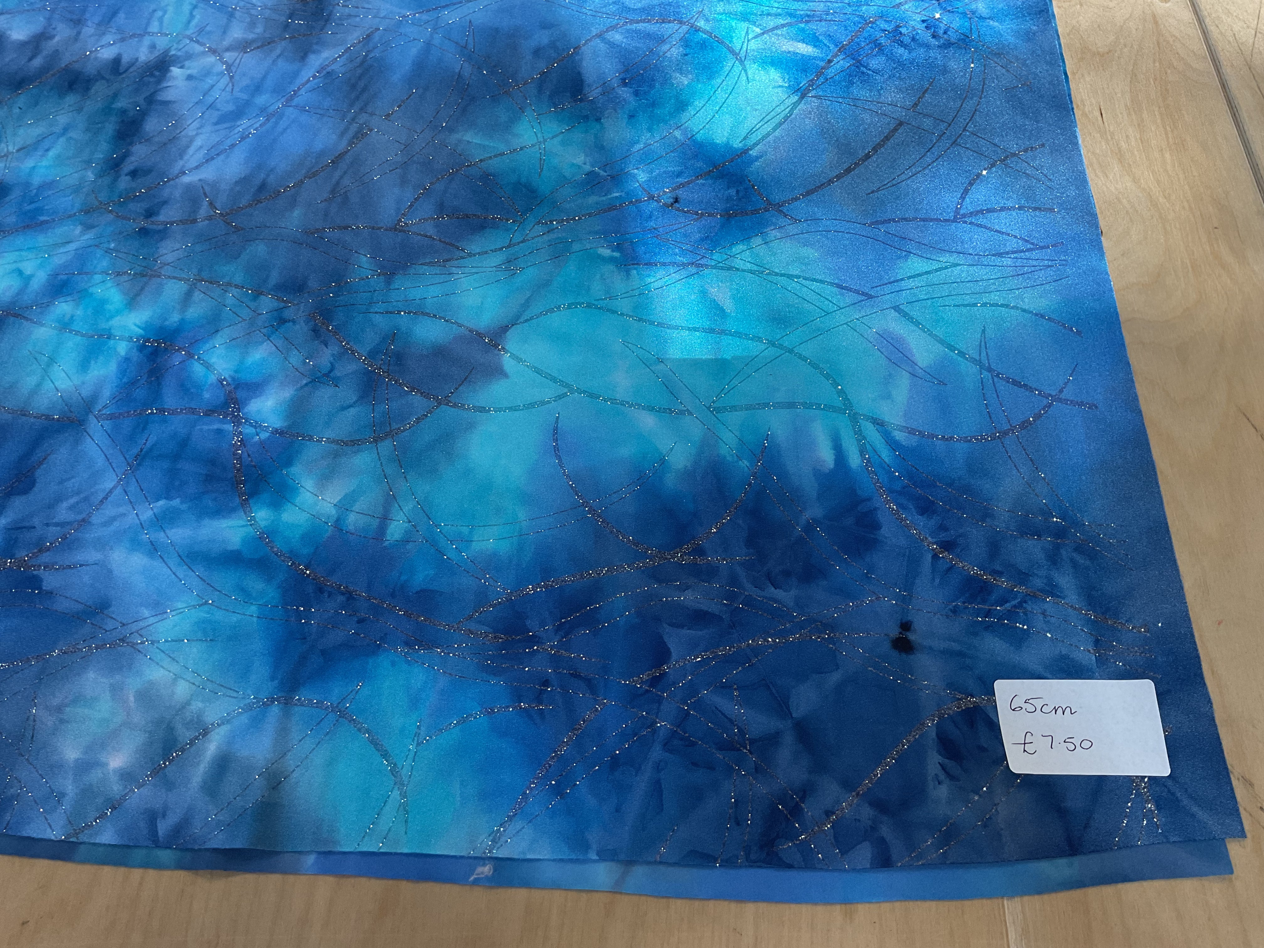 REMNANT  - 65cm blue marble glitter dancewear