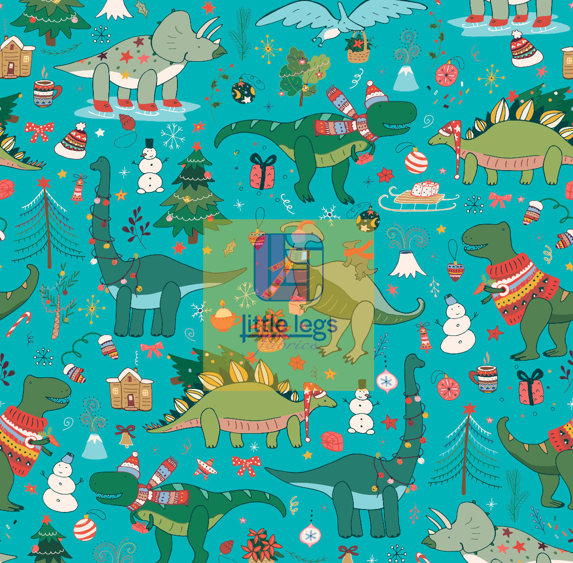 PRE ORDER Dinosaur Party Teal Cotton Jersey - DUE IN STOCK END OF SEPTEMBER 2024