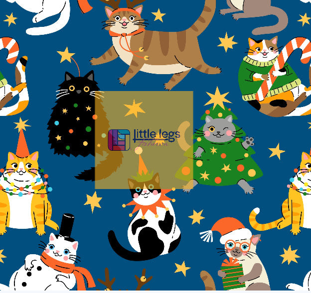 PRE ORDER Christmas Cats Cotton Jersey - DUE IN STOCK END OF SEPTEMBER 2024