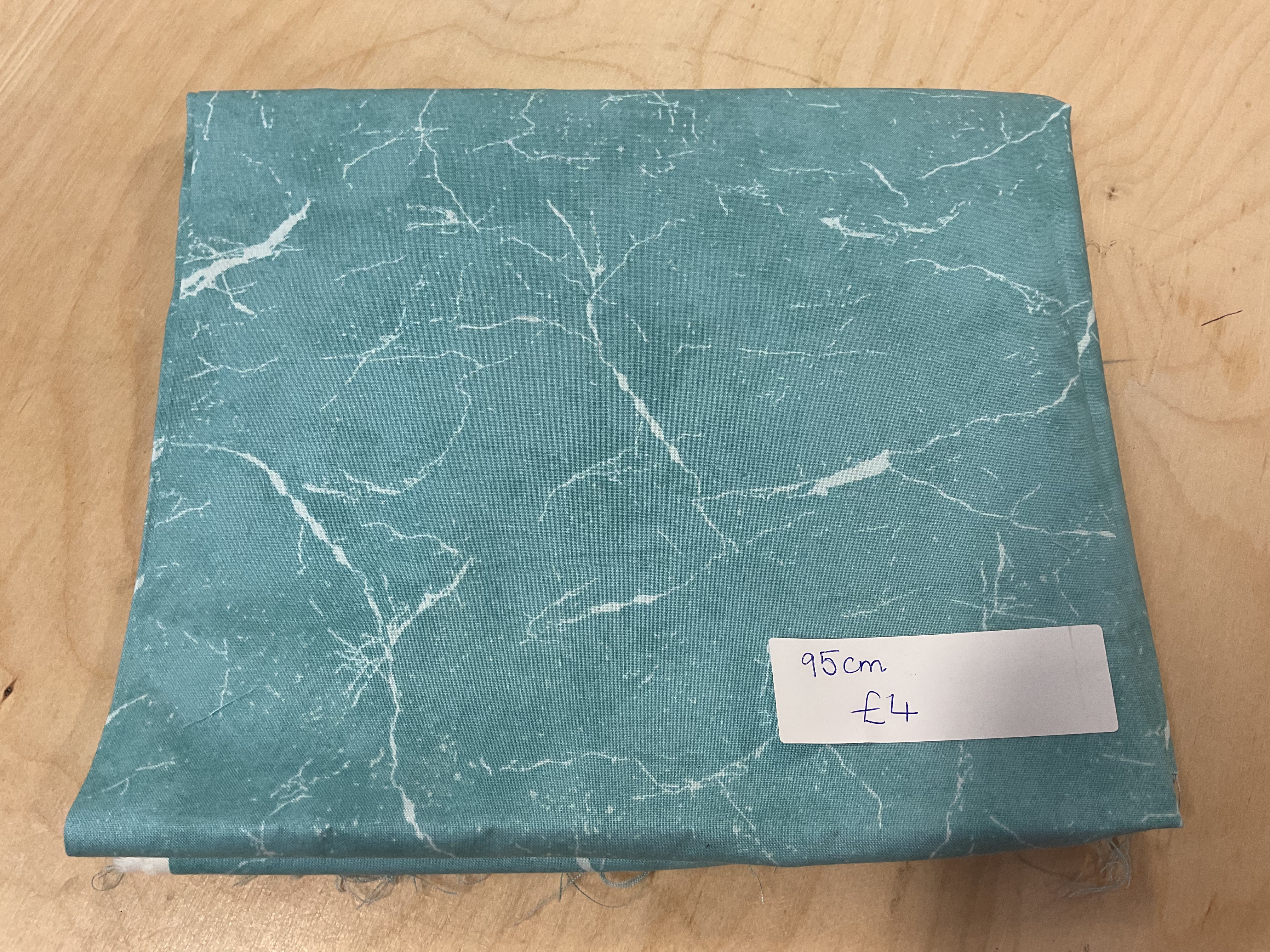 REMNANT  - 95cm aqua marble effect cotton