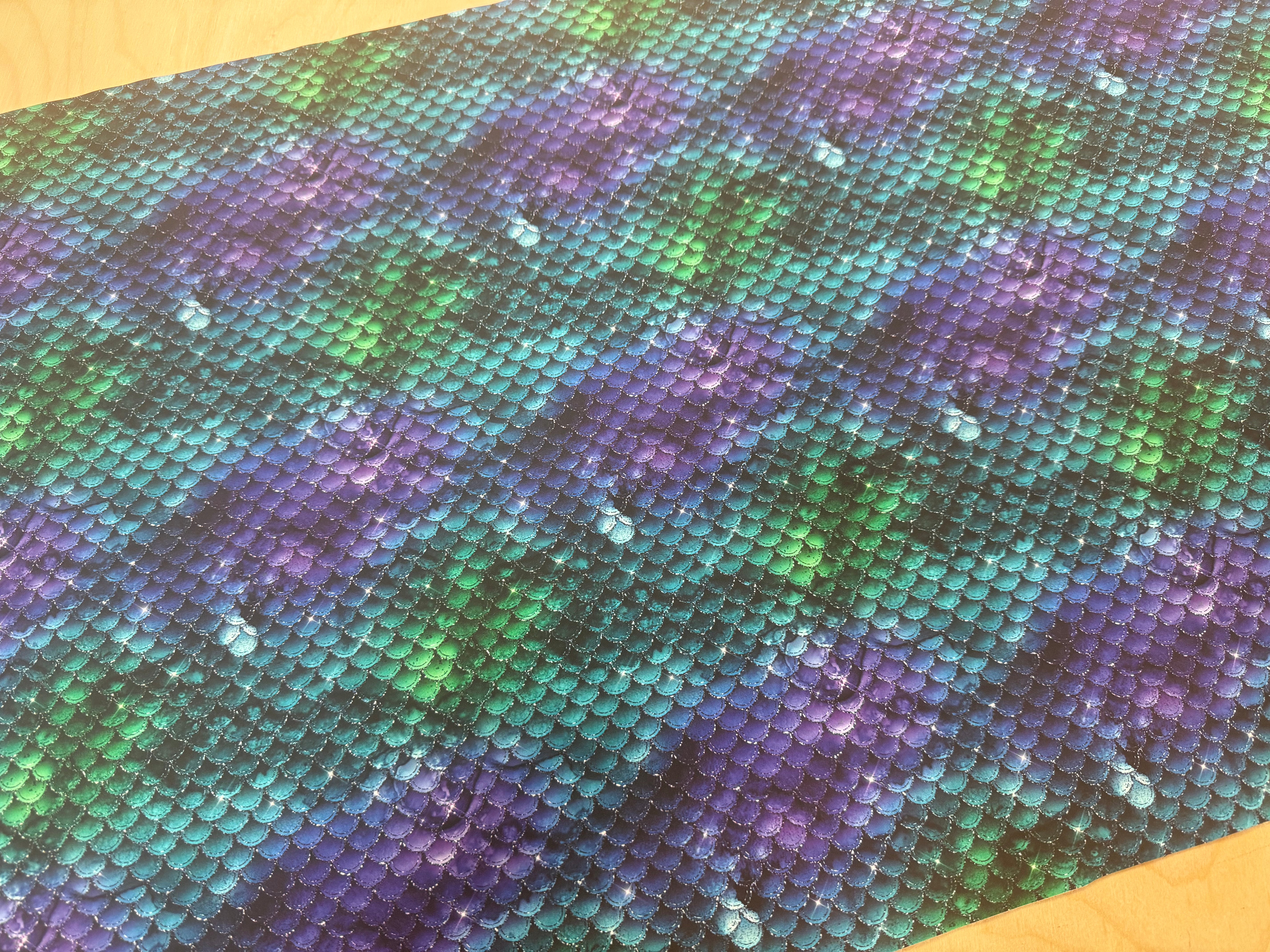 Mermaid Scales Green and Purple Faux Leather vinyl roll