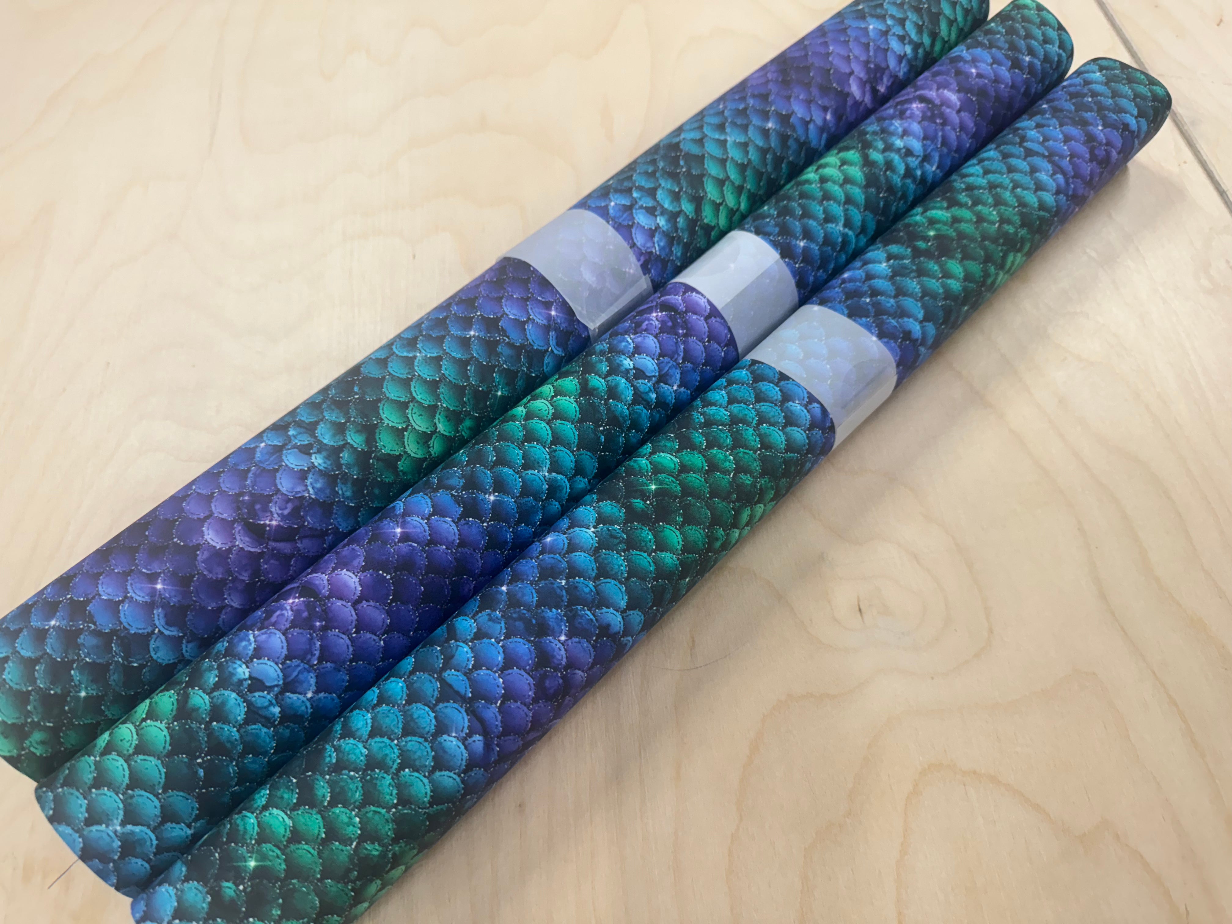 Mermaid Scales Green and Purple Faux Leather vinyl roll