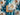 3D Look Blue and Cream Flowers Viscose
