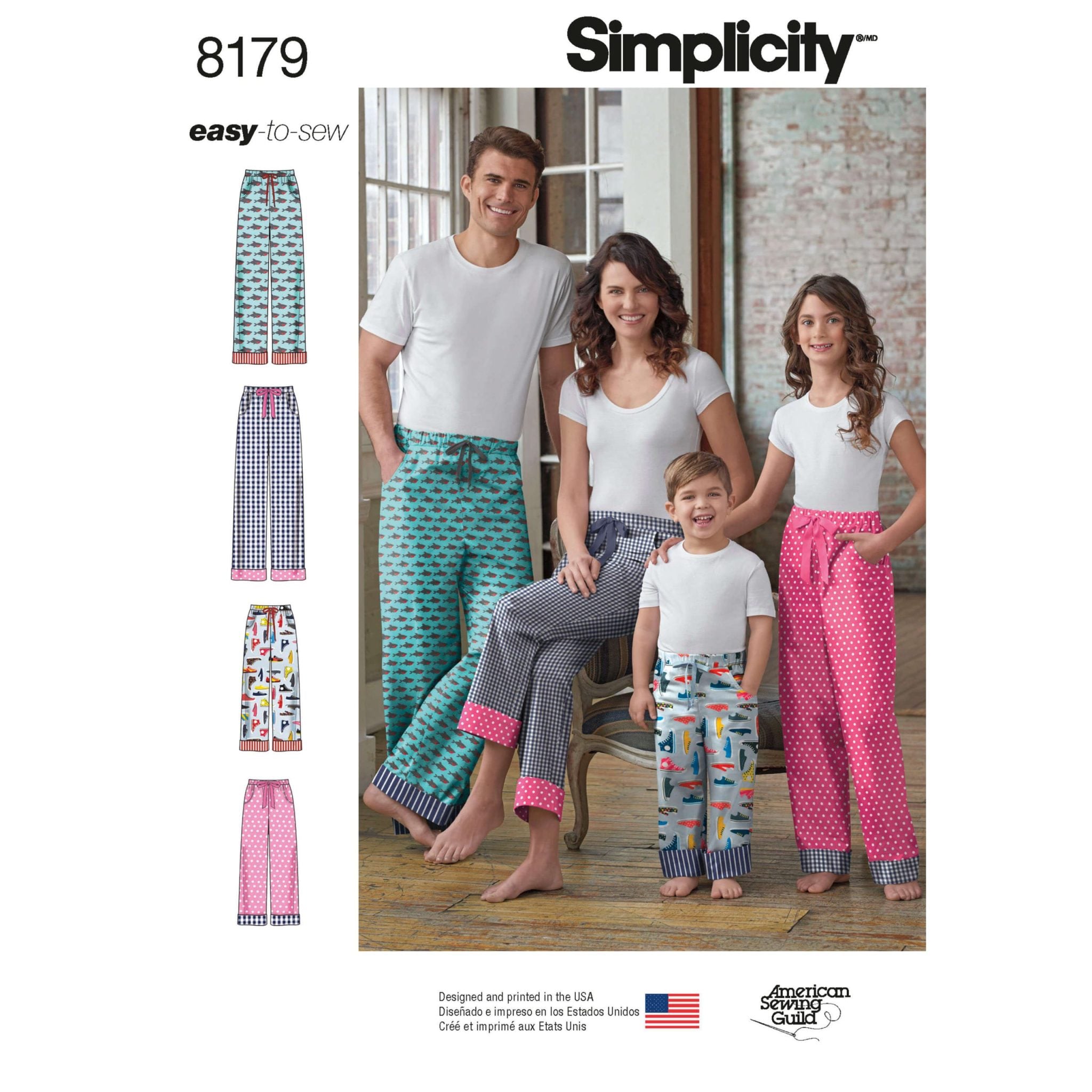 Simplicity 8179 Child, Teen and Adult Lounge Trousers Paper Sewing Pattern