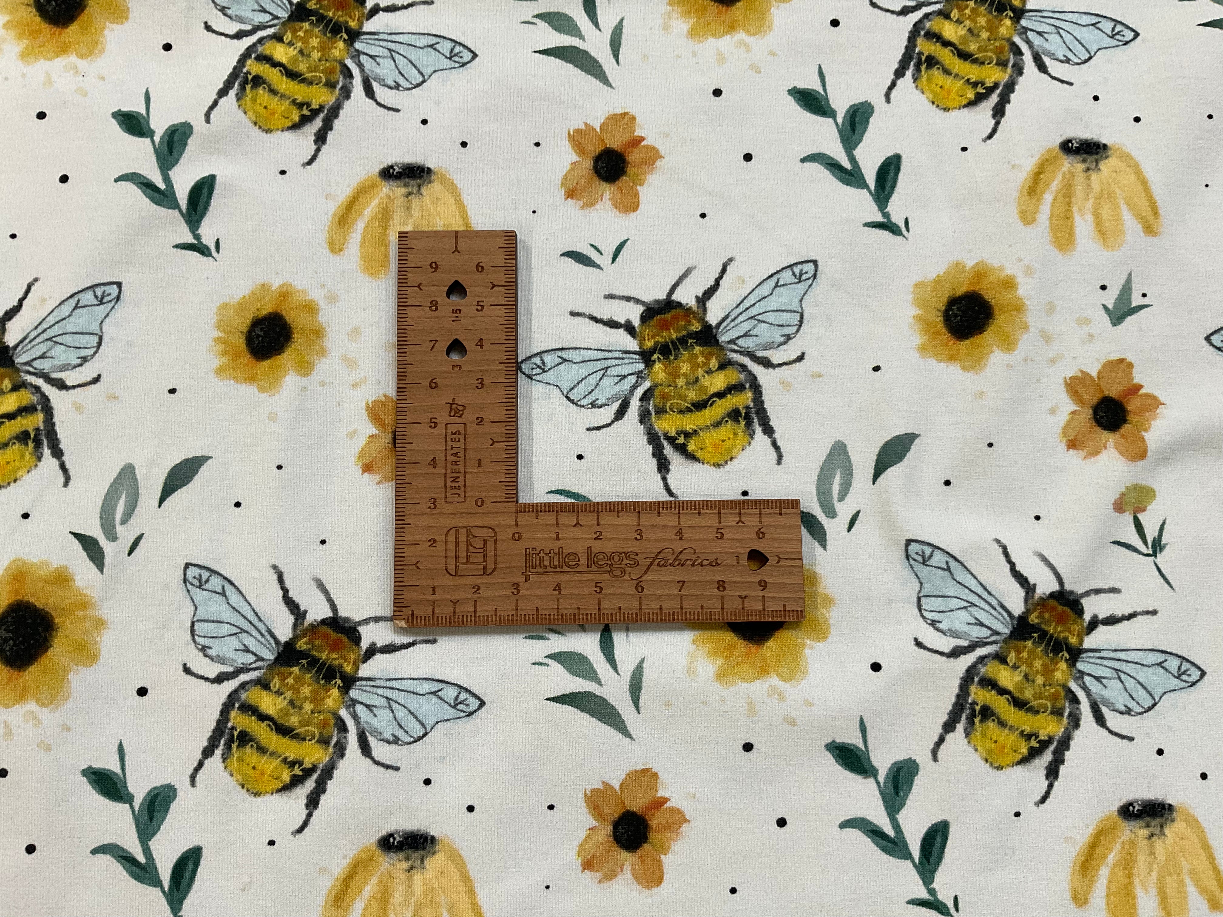 Summer Bees ORGANIC Cotton Jersey Fabric
