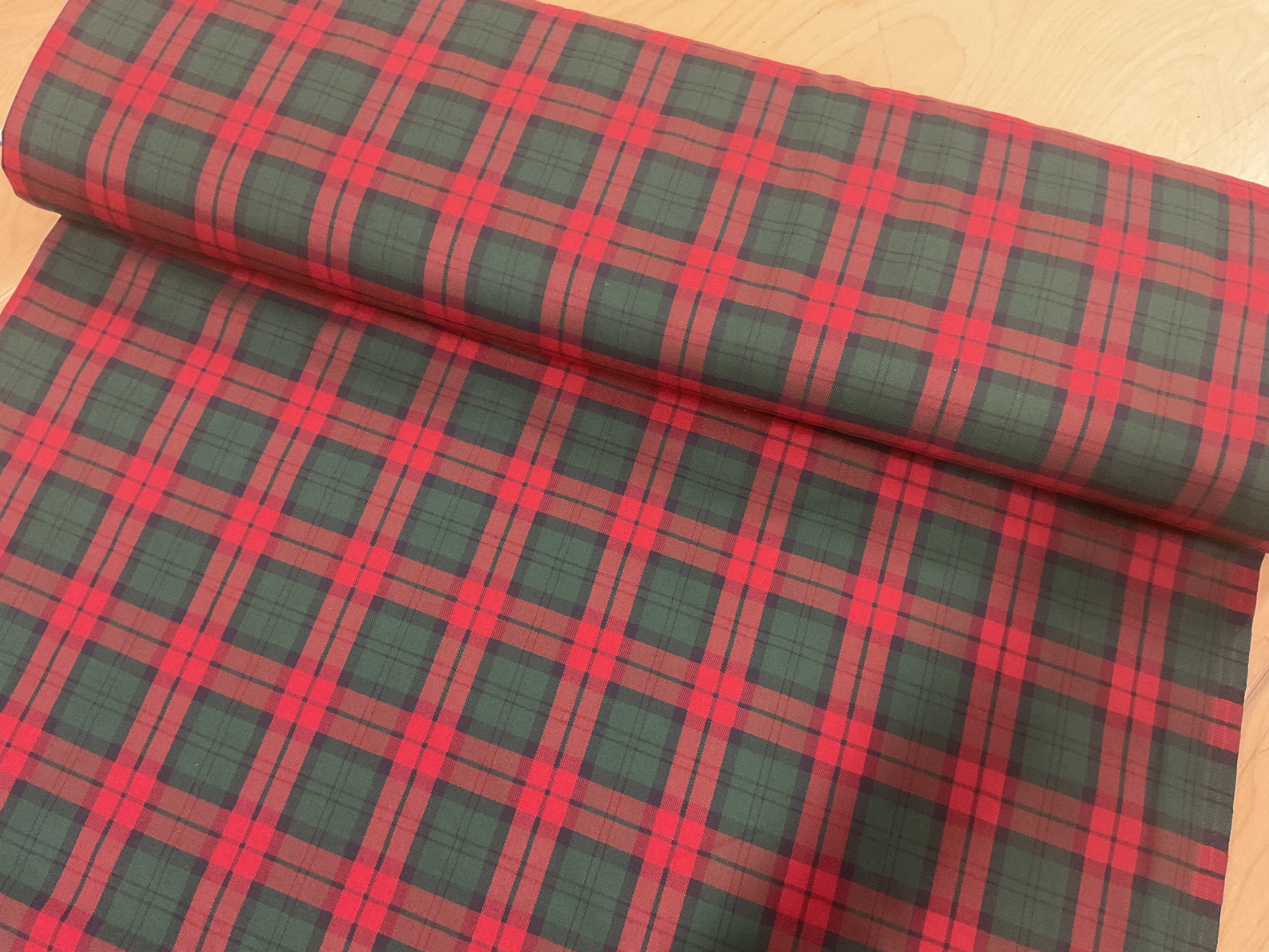 STOCKROOM CLEARANCE - Red and Green Tartan Check Polyester Blend