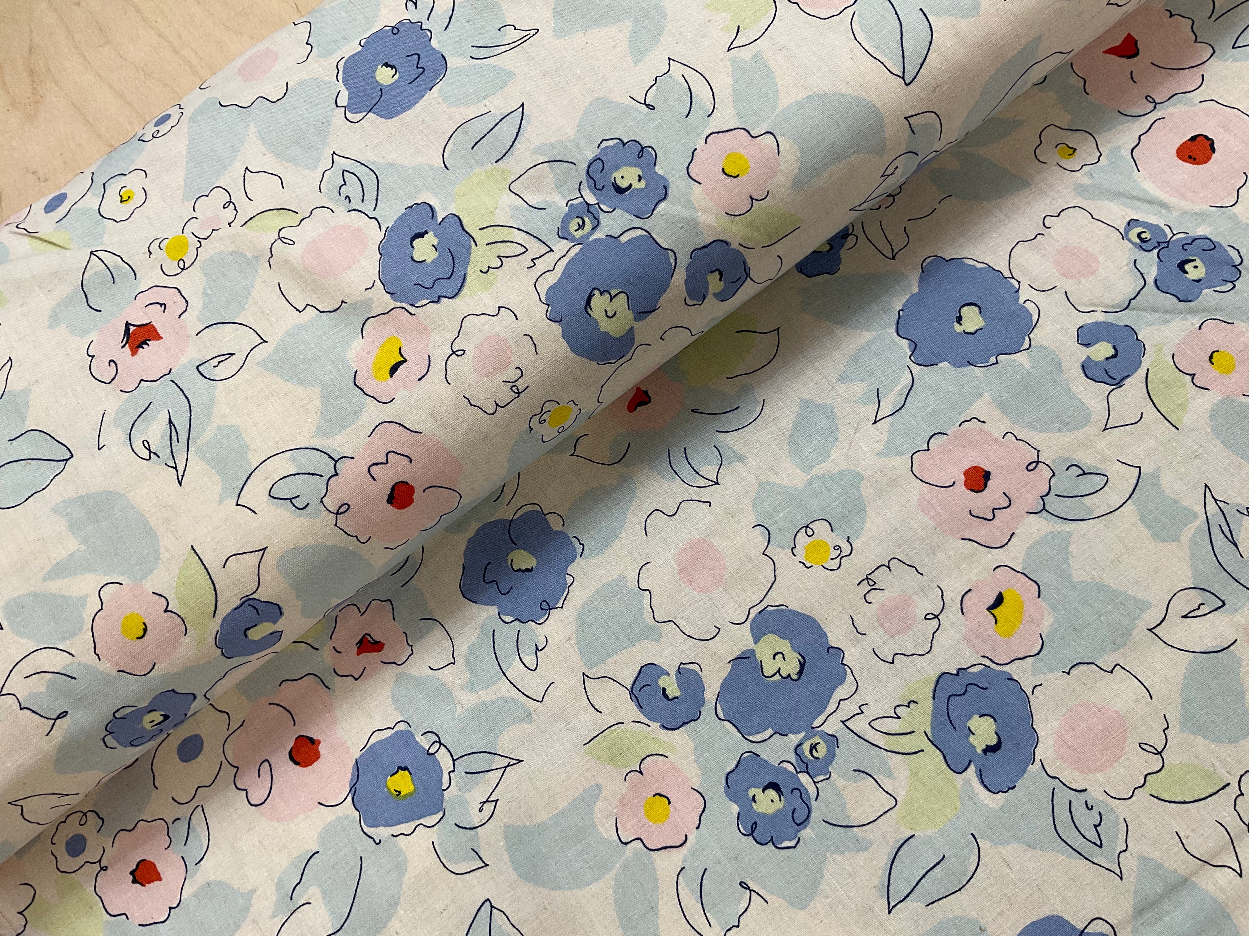 Linear Floral Linen Blend