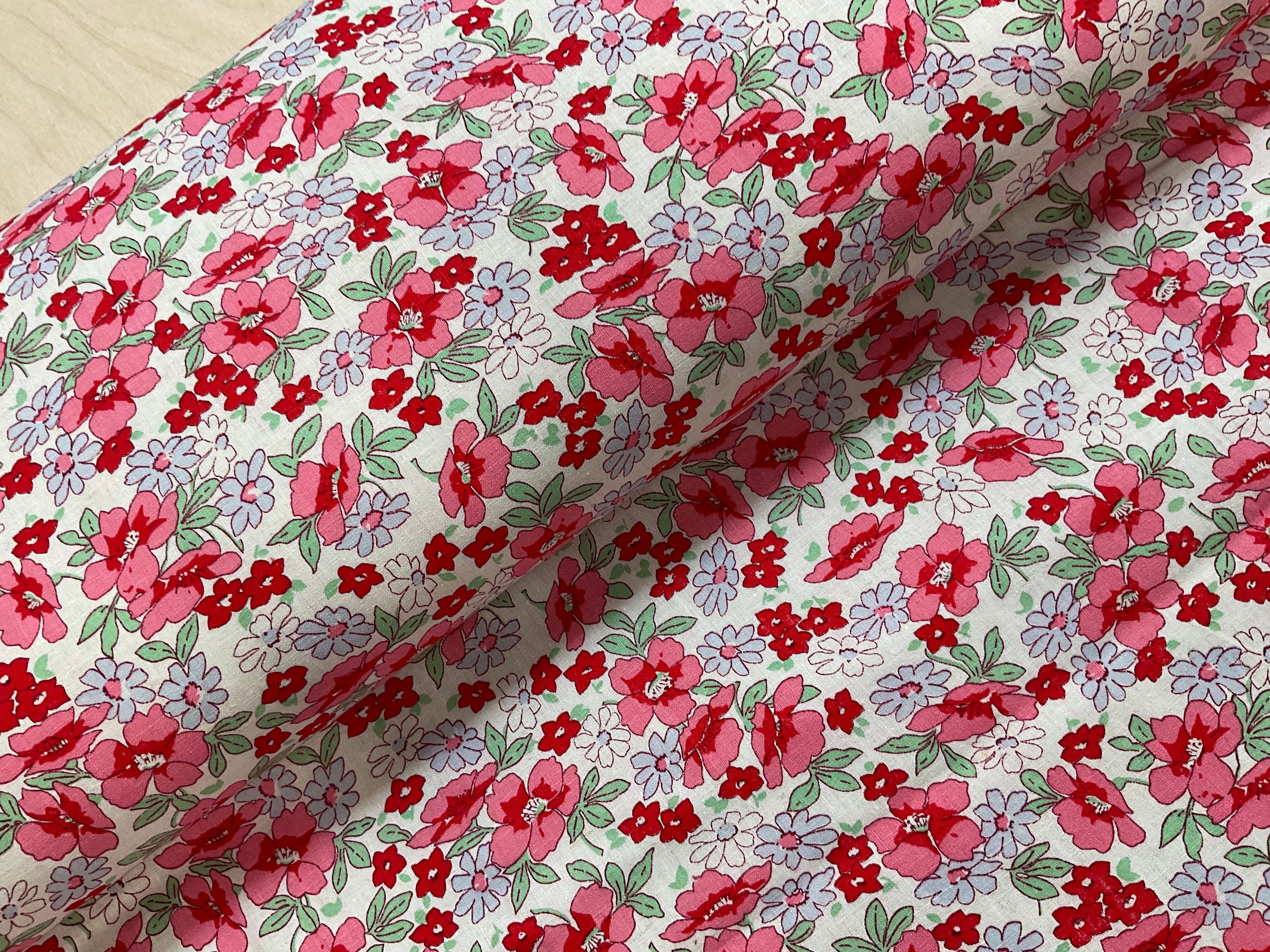 Pink Floral Linen Blend