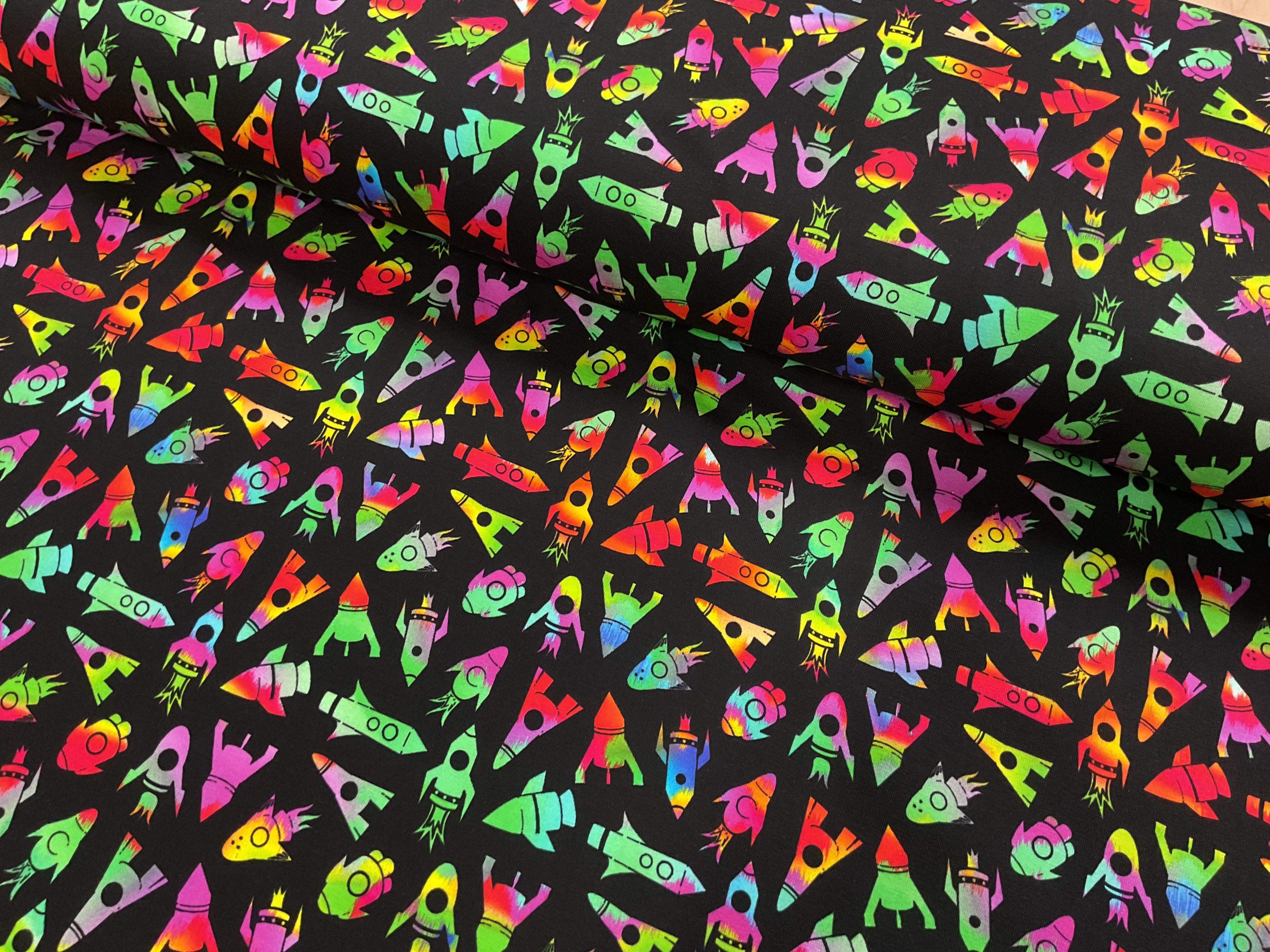 Bright Rockets Cotton Jersey Fabric