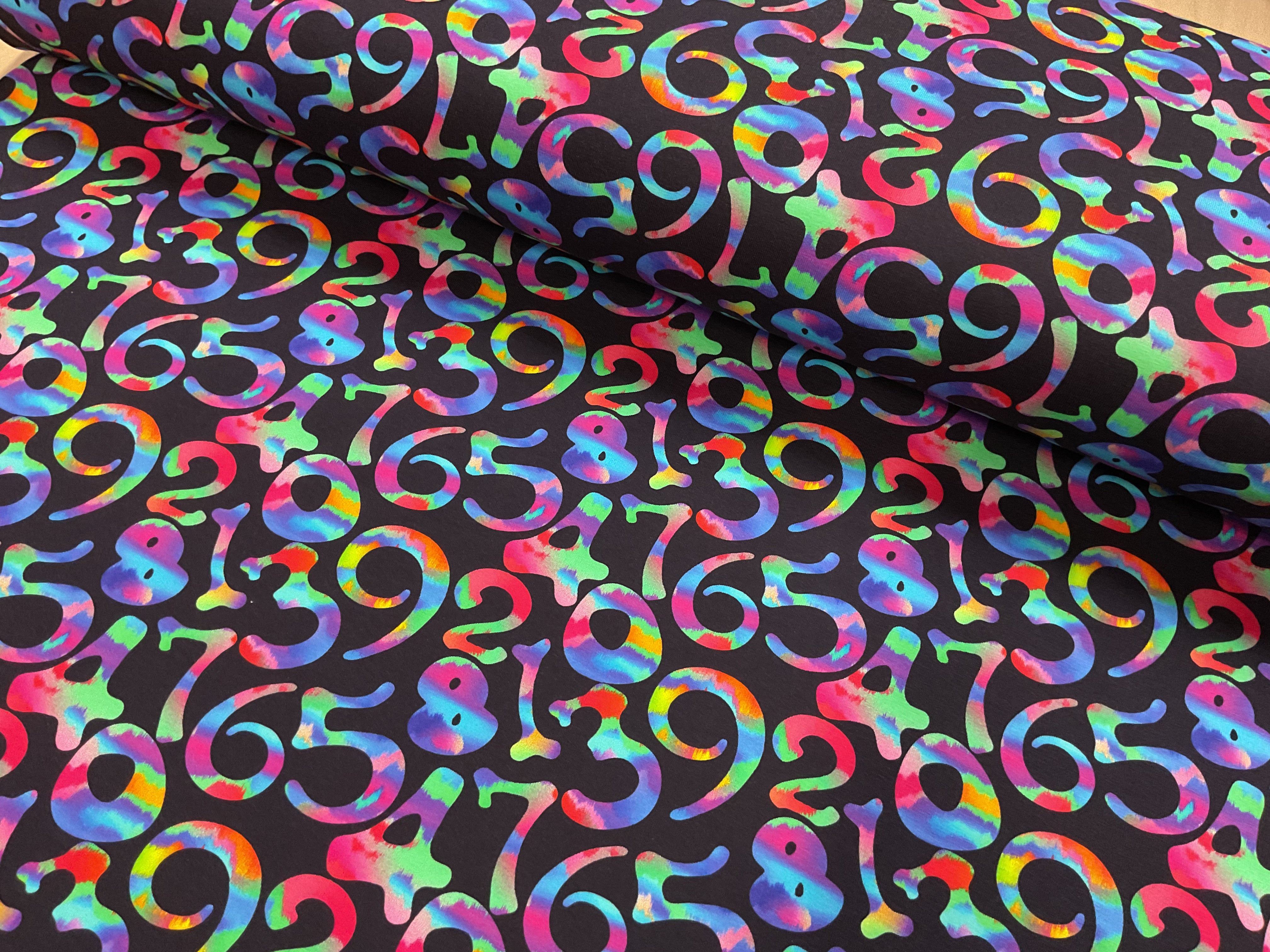 Colourful Numbers Cotton Jersey Fabric