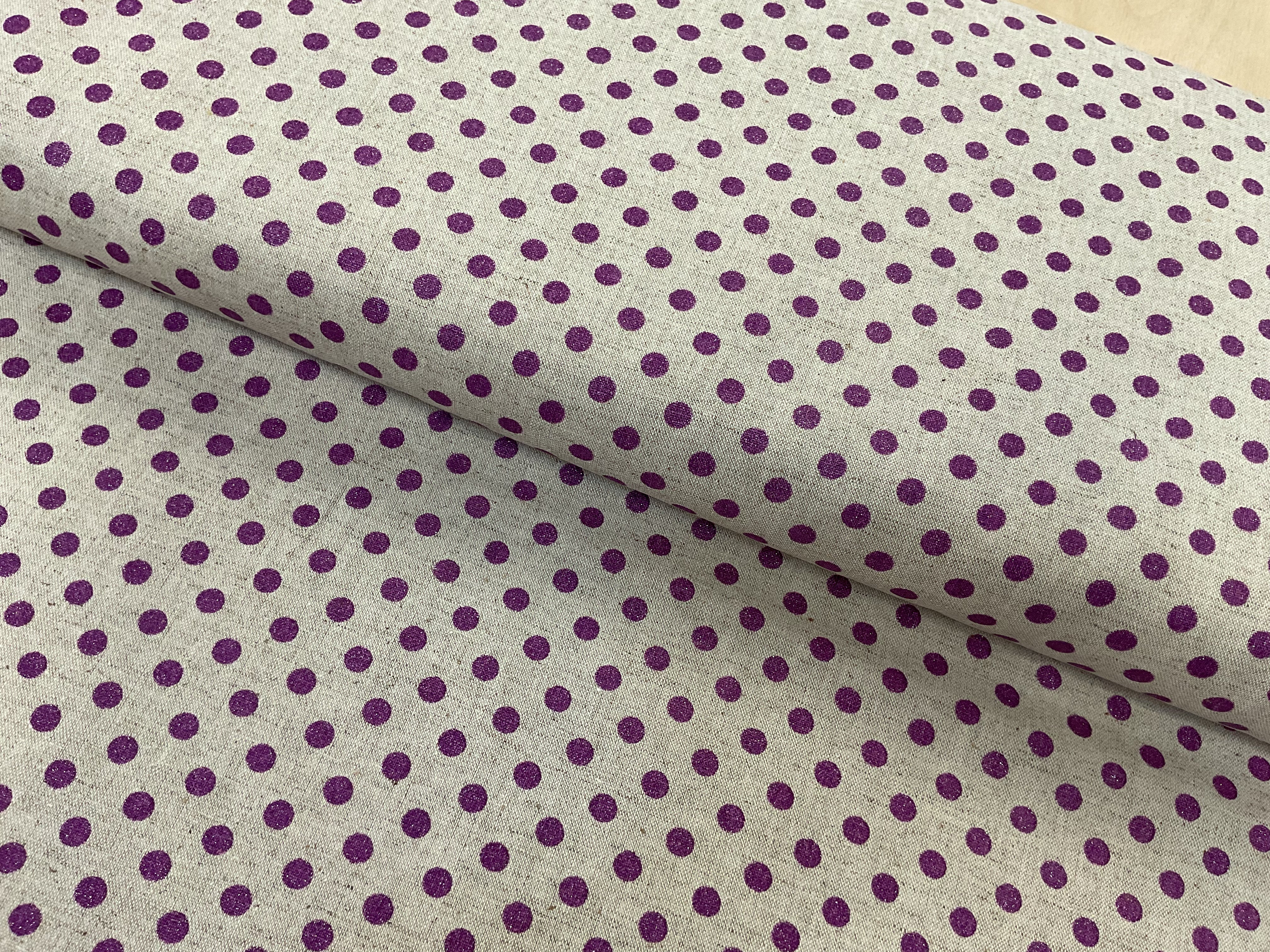 Sevenberry Purple Glitter Dots Cotton Linen Canvas