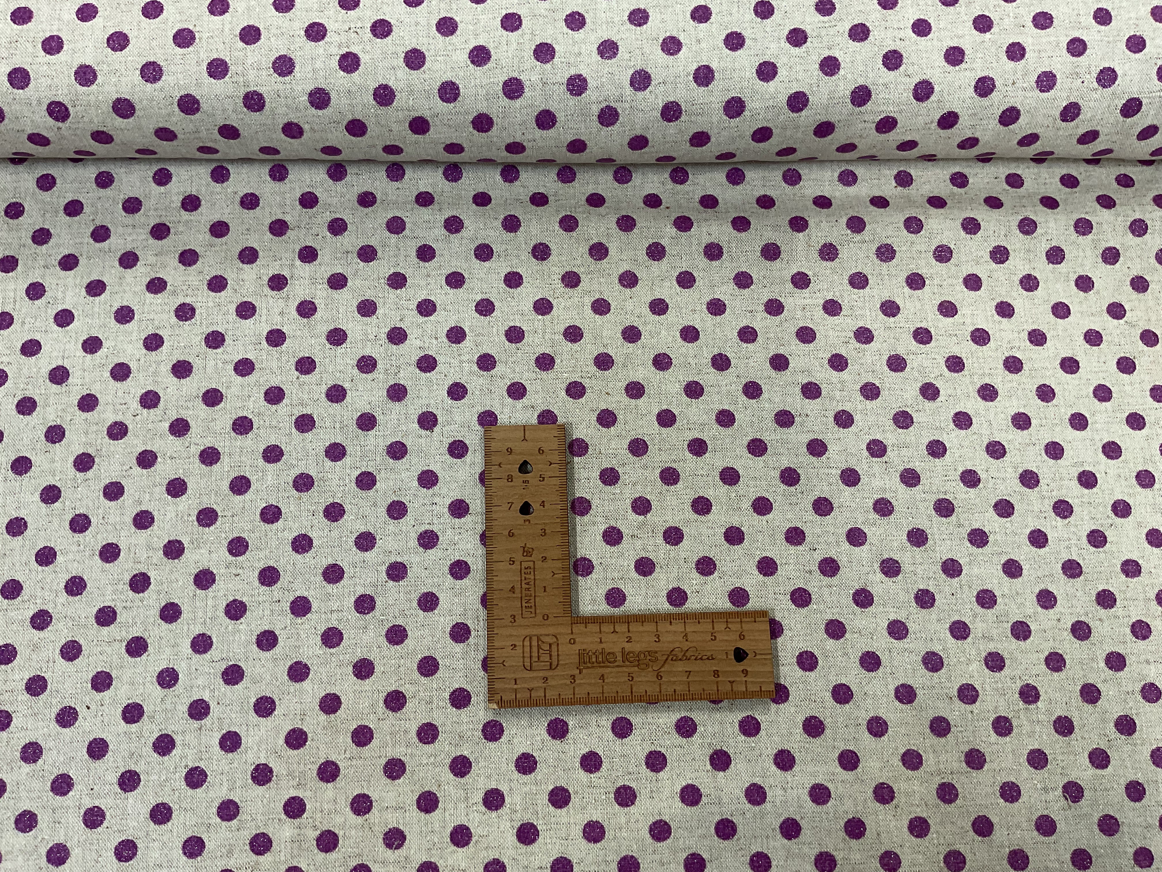 Sevenberry Purple Glitter Dots Cotton Linen Canvas