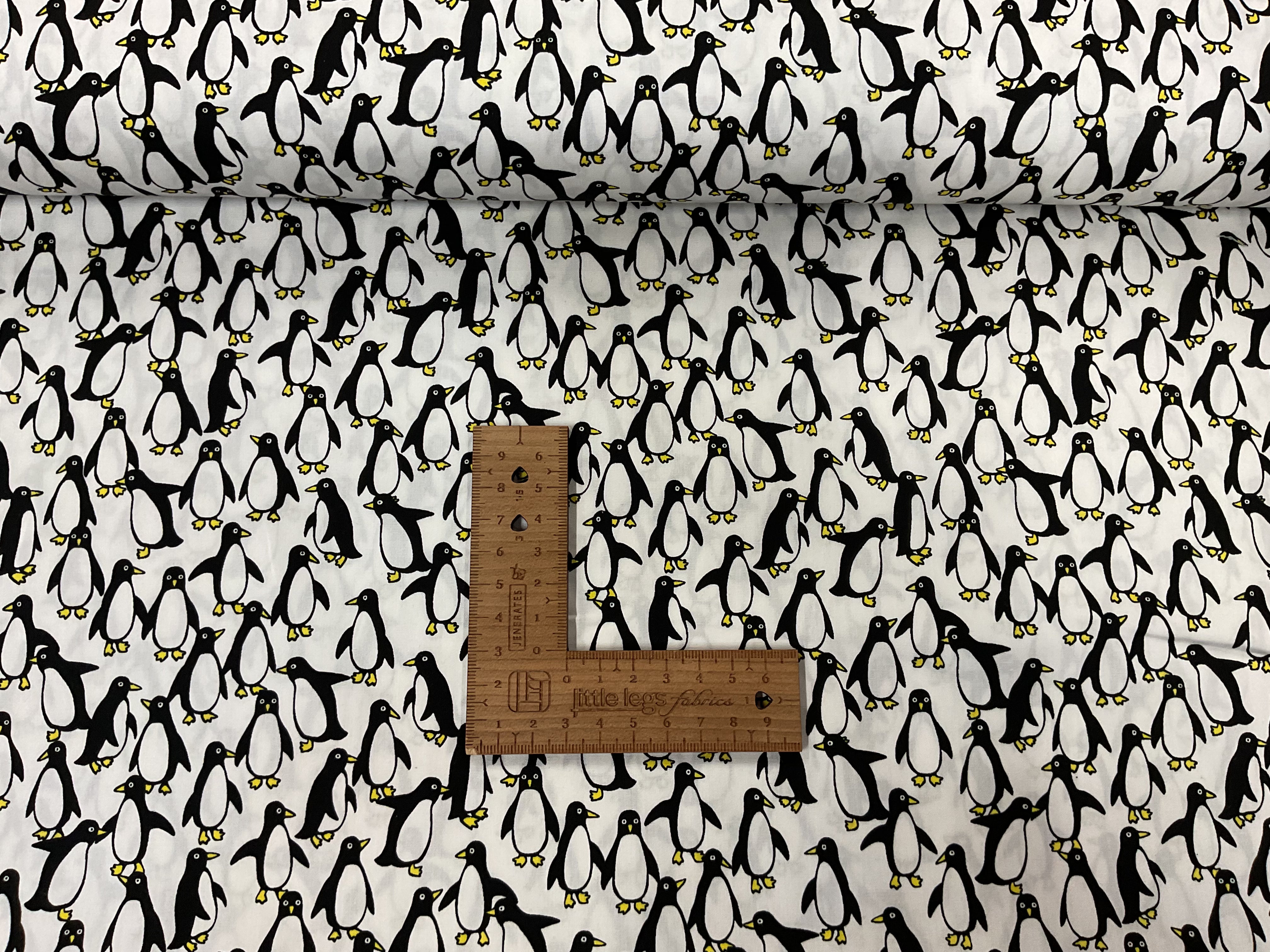 Sevenberry Penguins on White Cotton