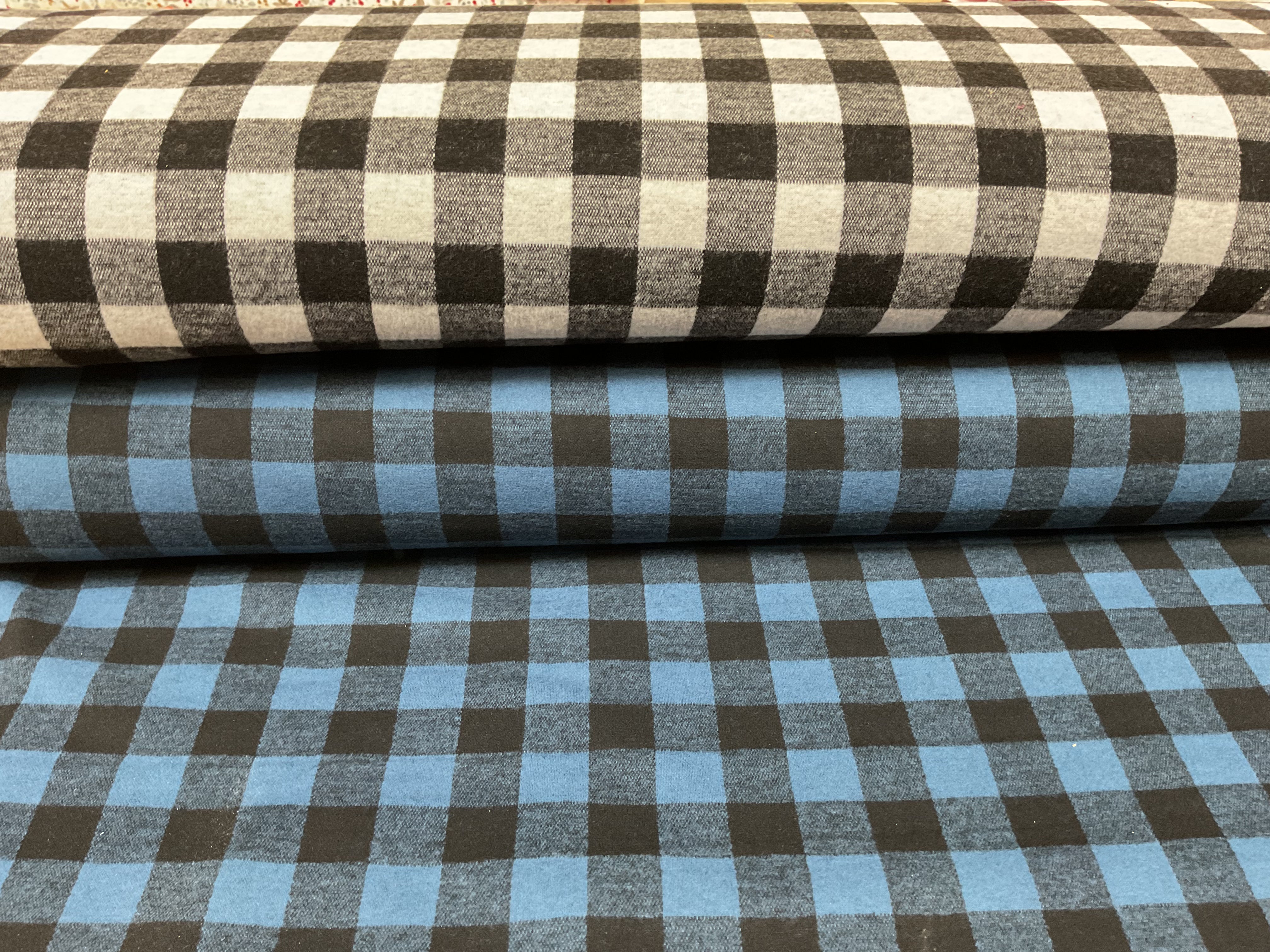 Checked Brushed Knit Fabric