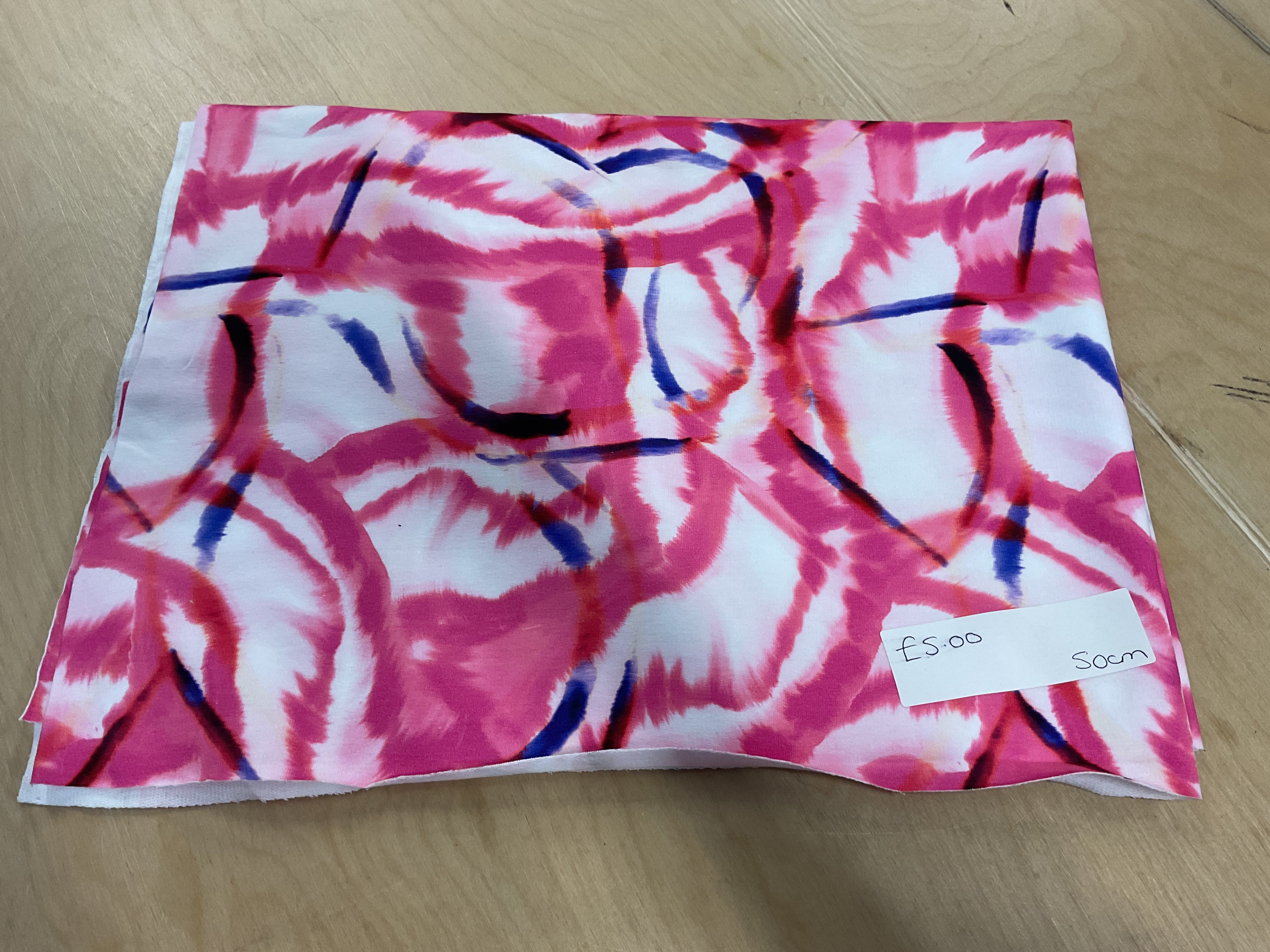 REMNANT  - 50cm pink swirl jersey