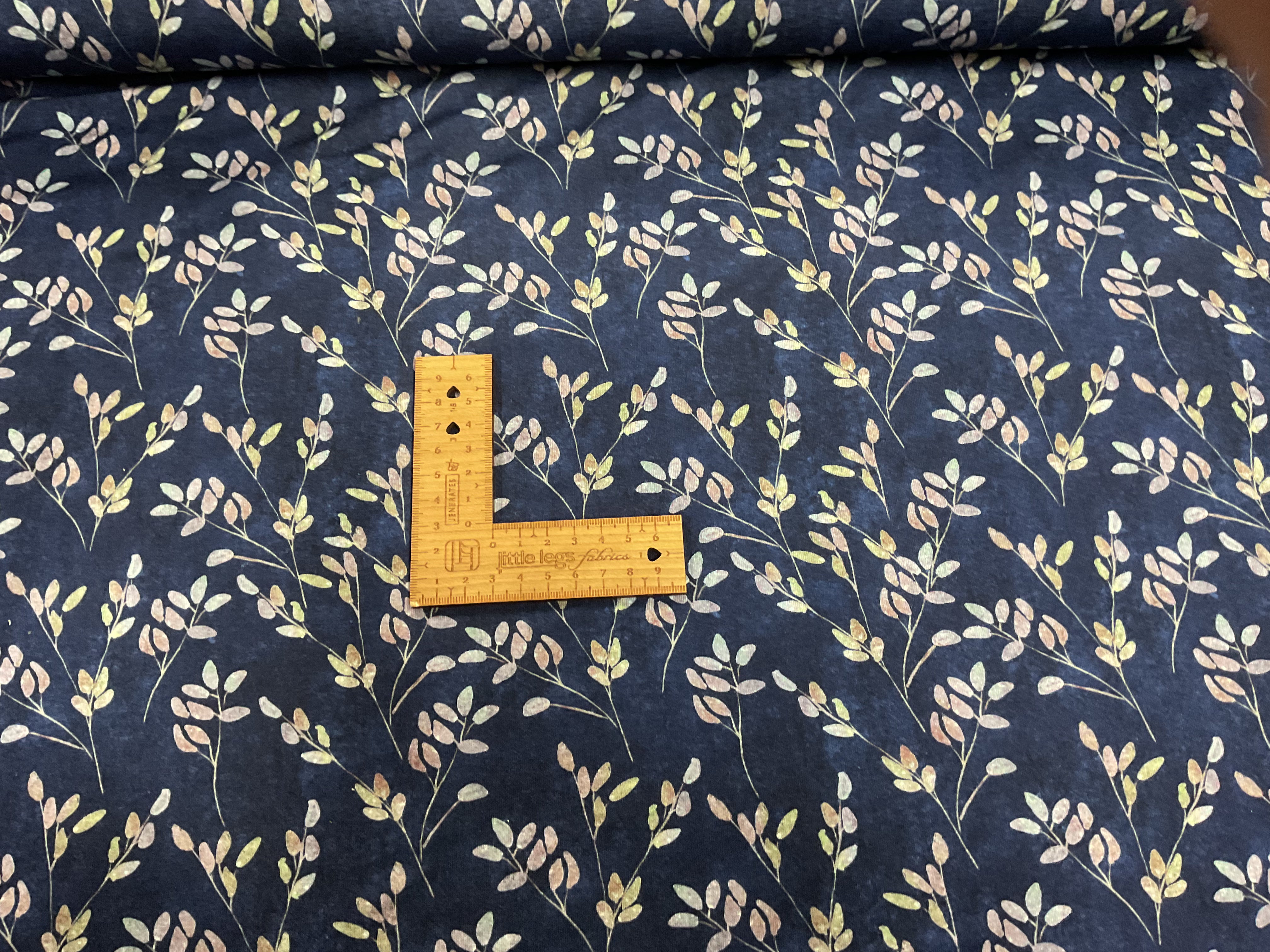 Foliage on Navy Bamboo Jersey