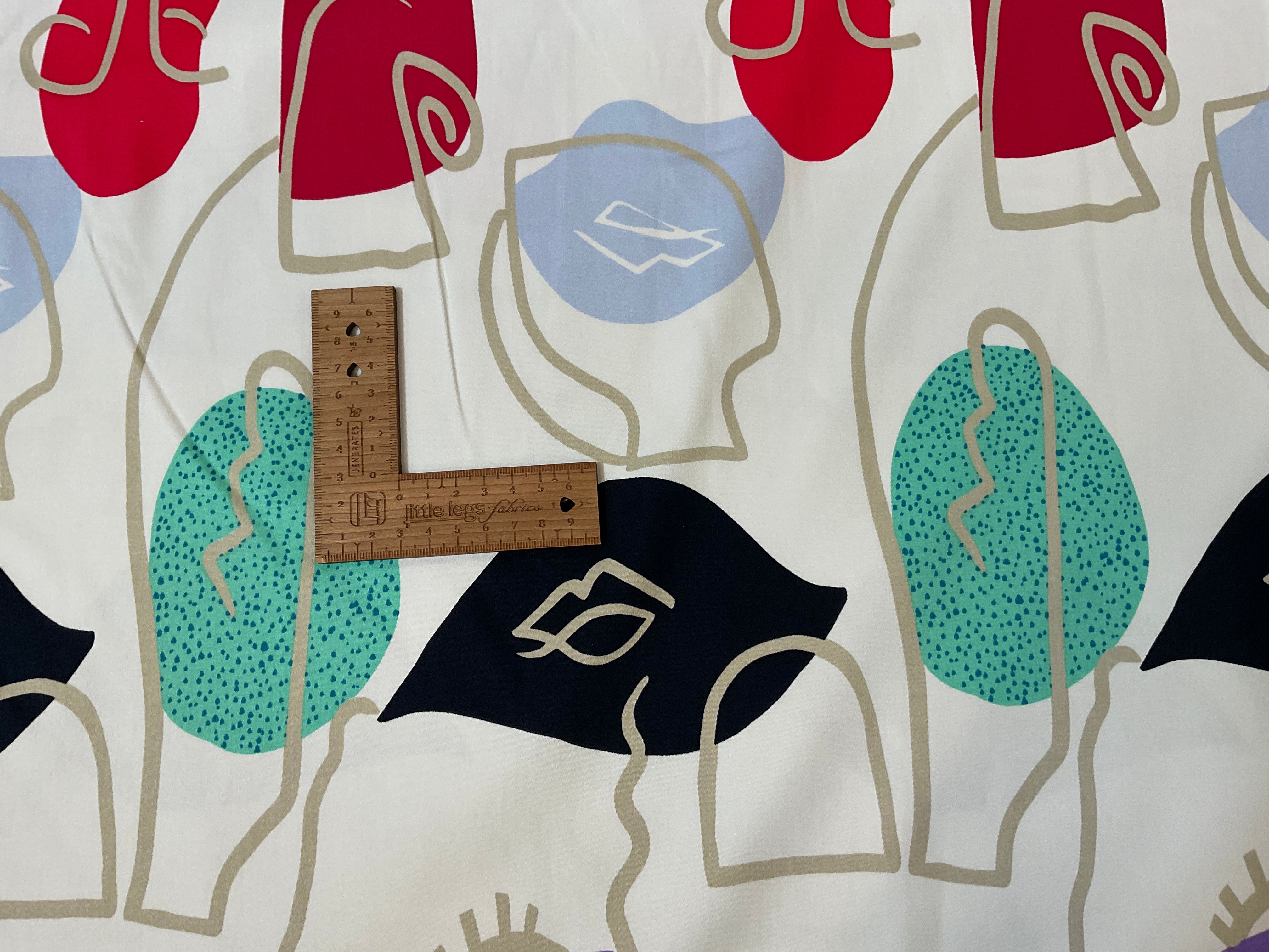 Large Abstract Faces Cotton Poplin