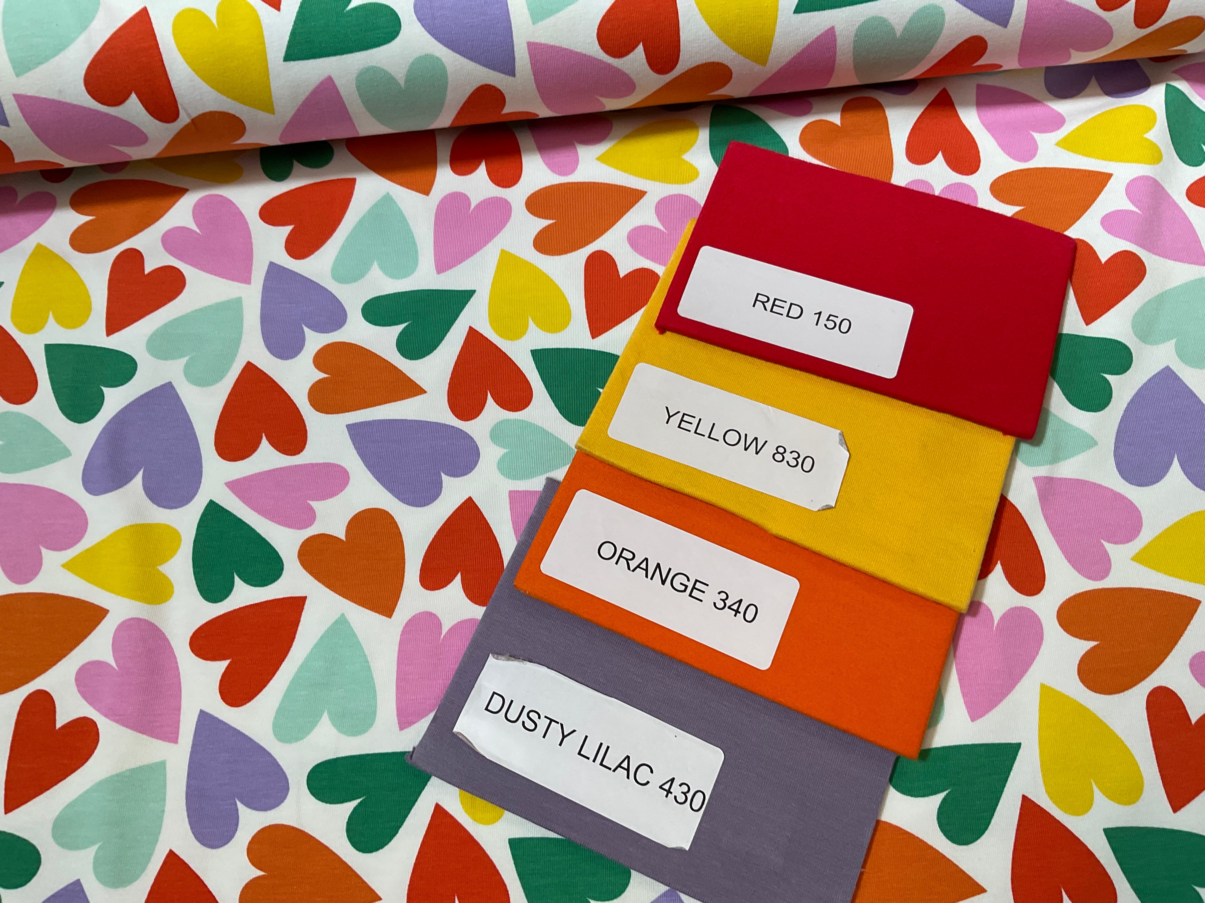 Colourful Hearts Cotton Jersey Fabric